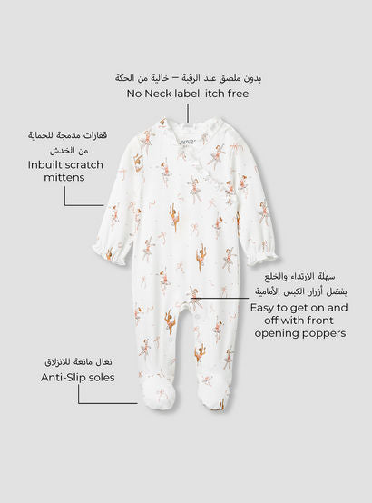 Juniors Ballerina Print Sleepsuit with Long Sleeves-baby-girls-clothing-nightwear-sleepsuits-image-2