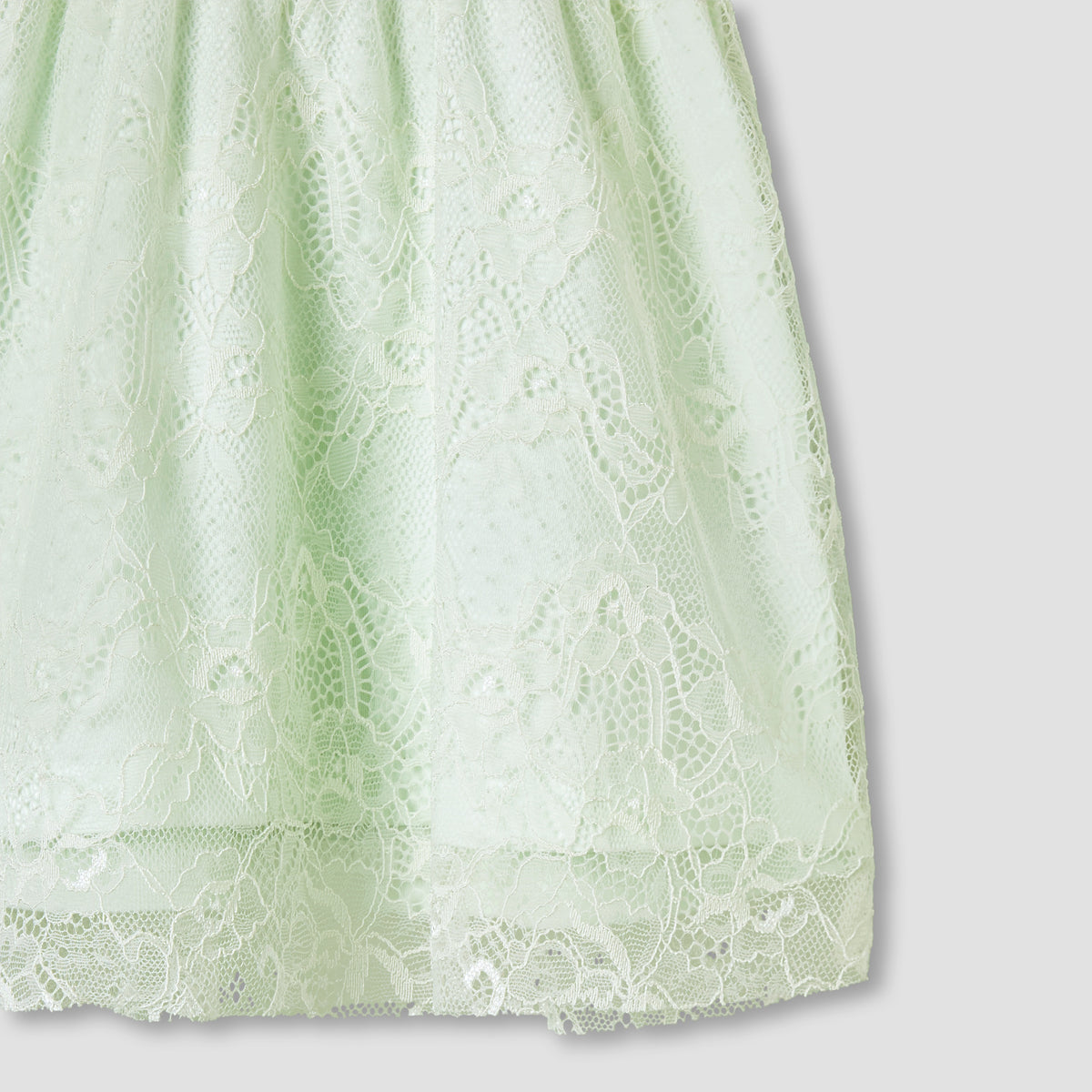 Giggles Round Neck Short Sleeves A-Line Dress with Lace Detail