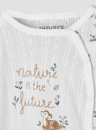 Juniors Cotton Round Neck Long Sleeves Sleepsuit with Floral Print-baby-girls-clothing-nightwear-sleepsuits-image-4