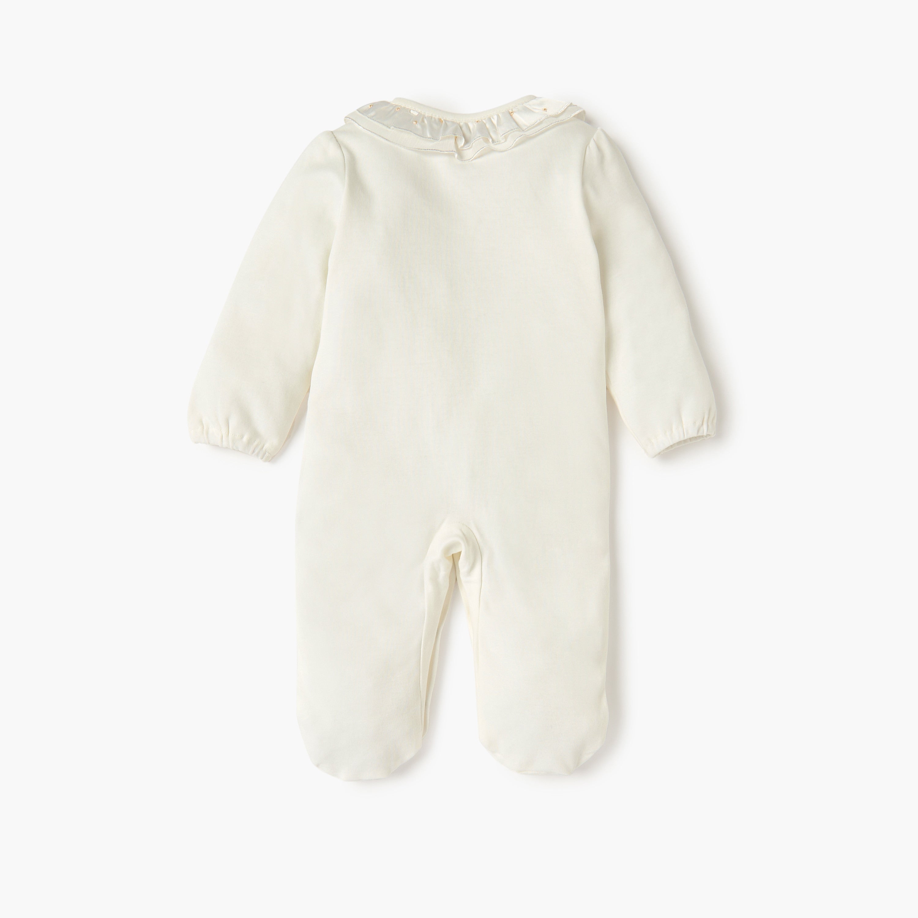 Giggles Embroidered Closed Feet Sleepsuit with Long Sleeves
