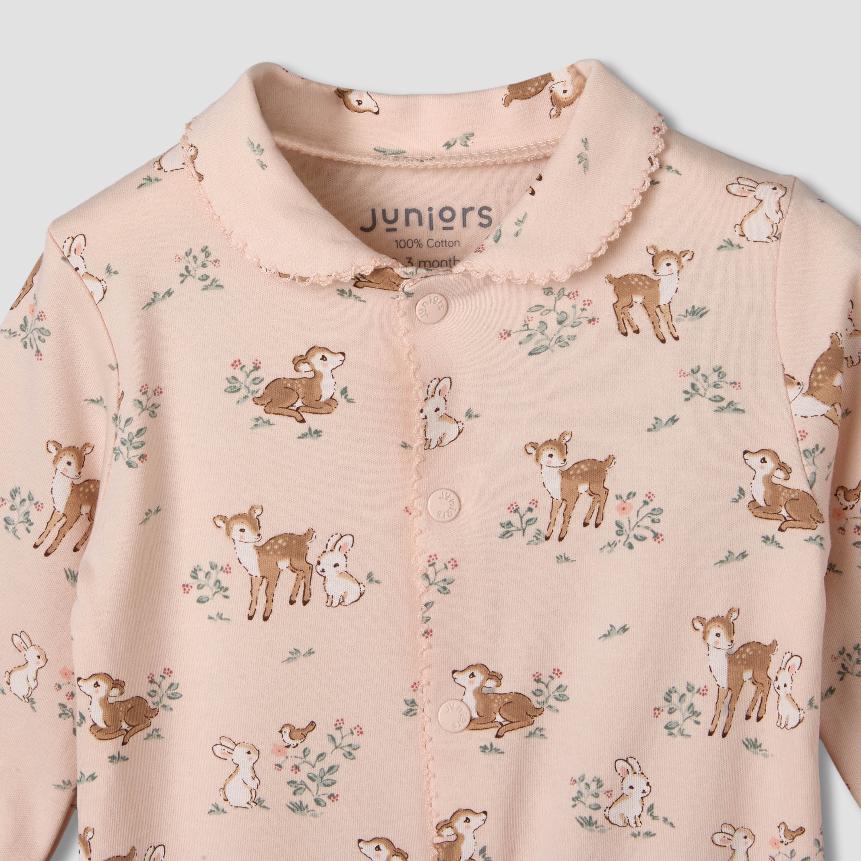 Juniors Cotton Peter Pan Collar Long Sleeves Sleepsuit