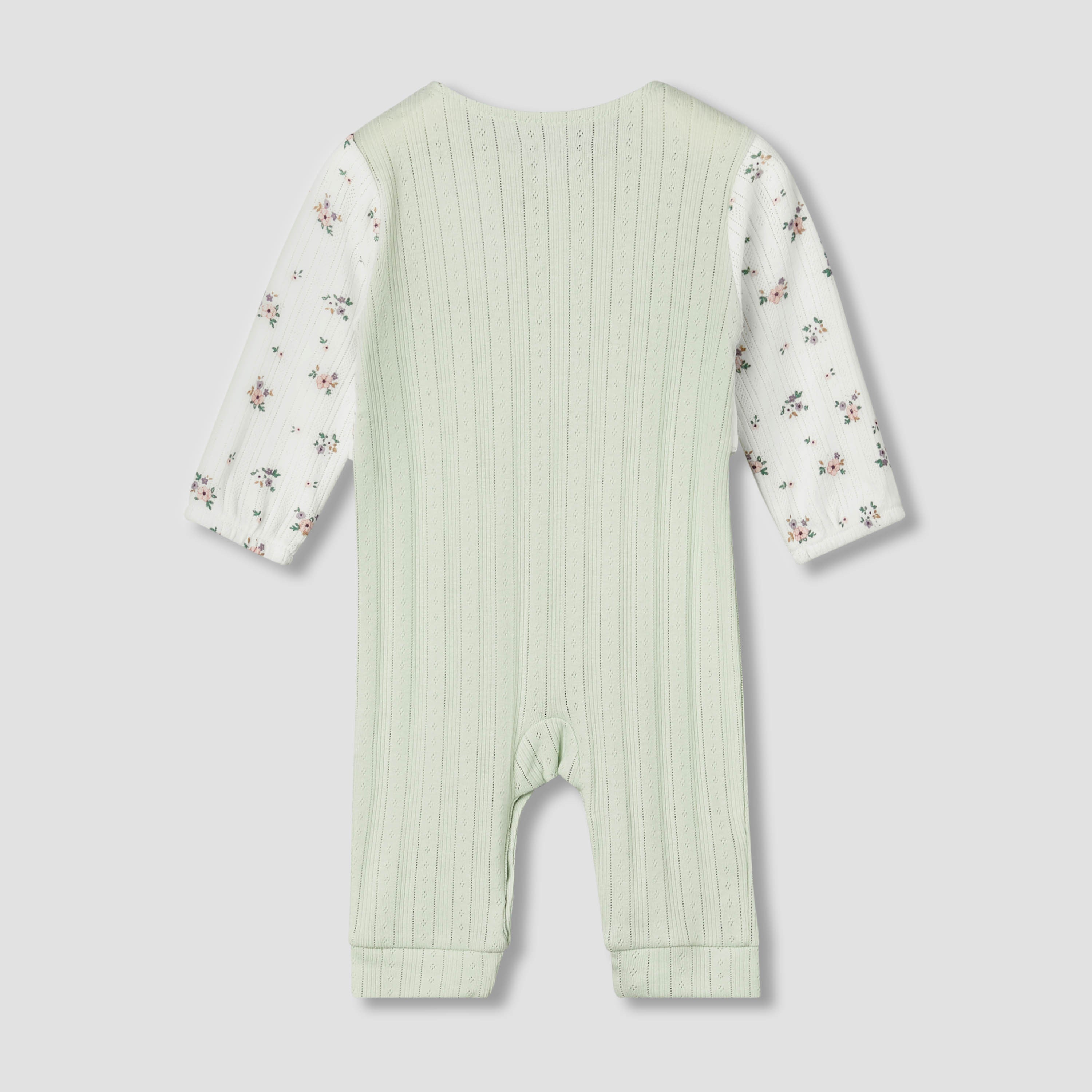 Juniors Cotton Round Neck Long Sleeves Sleepsuit with Floral Print