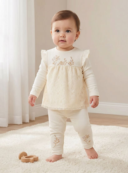 Giggles Embroidered Long Sleeves T-shirt and Pyjama Set-baby-girls-clothing-nightwear-pyjamasets-image-1