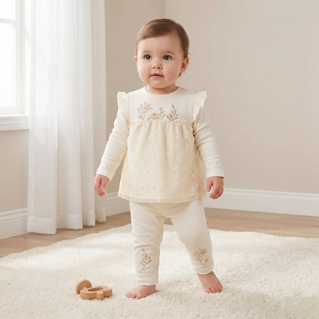 Giggles Embroidered Long Sleeves T-shirt and Pyjama Set - Multicolour / 12-18 mths