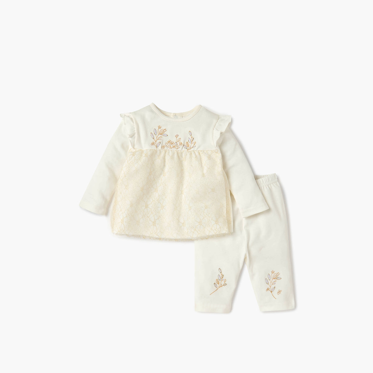 Giggles Embroidered Long Sleeves T-shirt and Pyjama Set