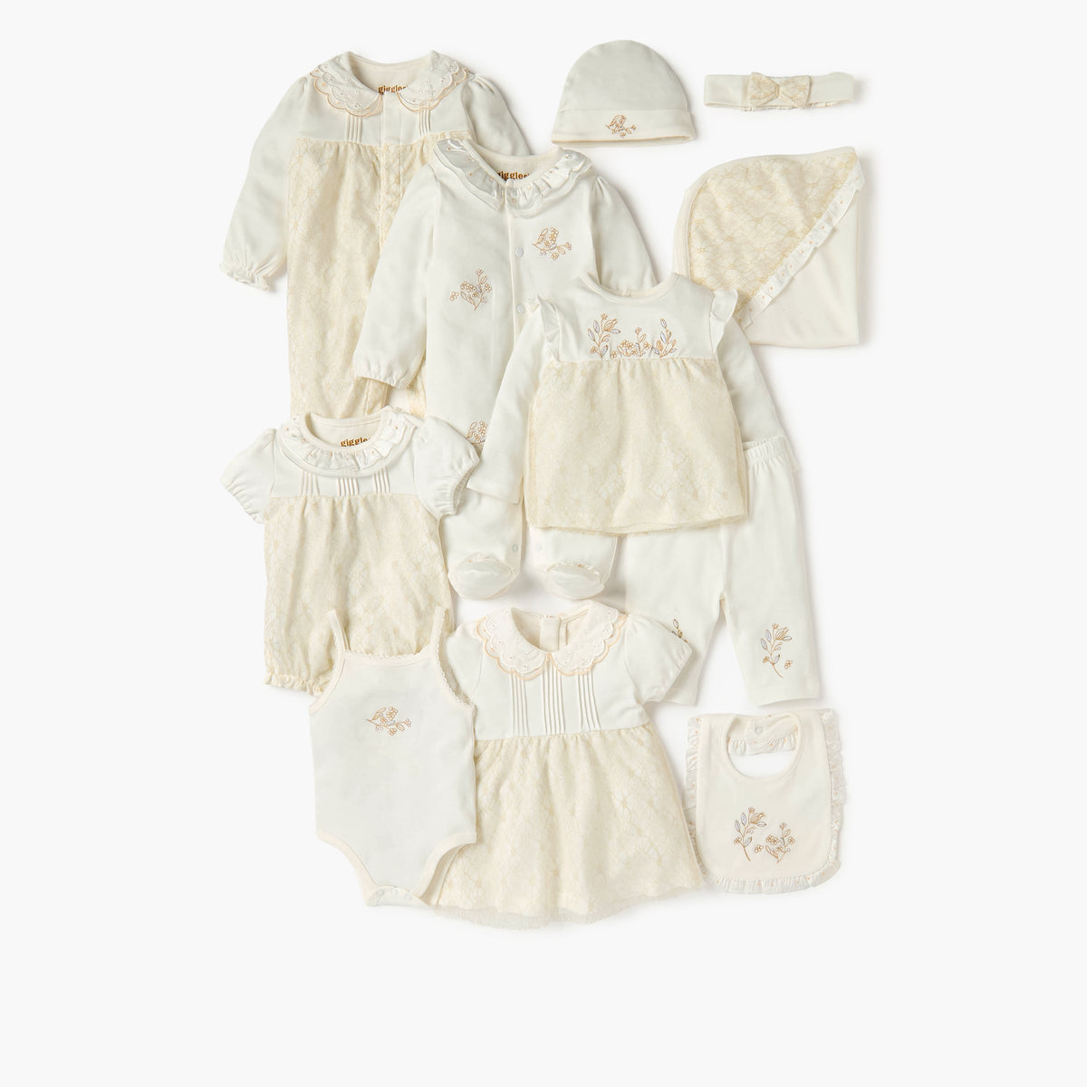 Giggles Embroidered Long Sleeves T-shirt and Pyjama Set
