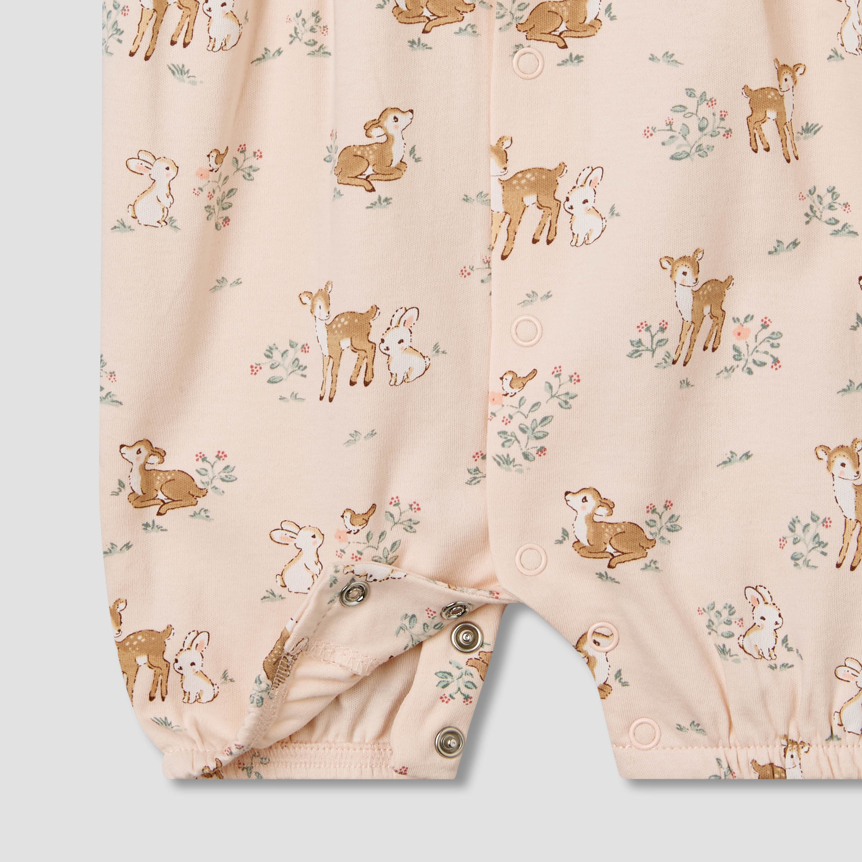 Juniors Cotton Short Sleeves Romper with Deer Print