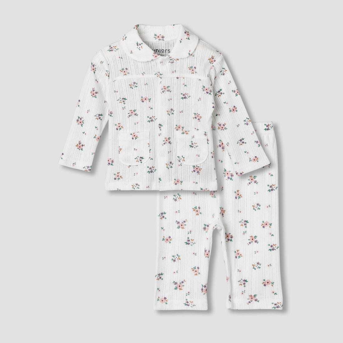 Juniors Cotton Long Sleeves Pyjama Set with Floral Print