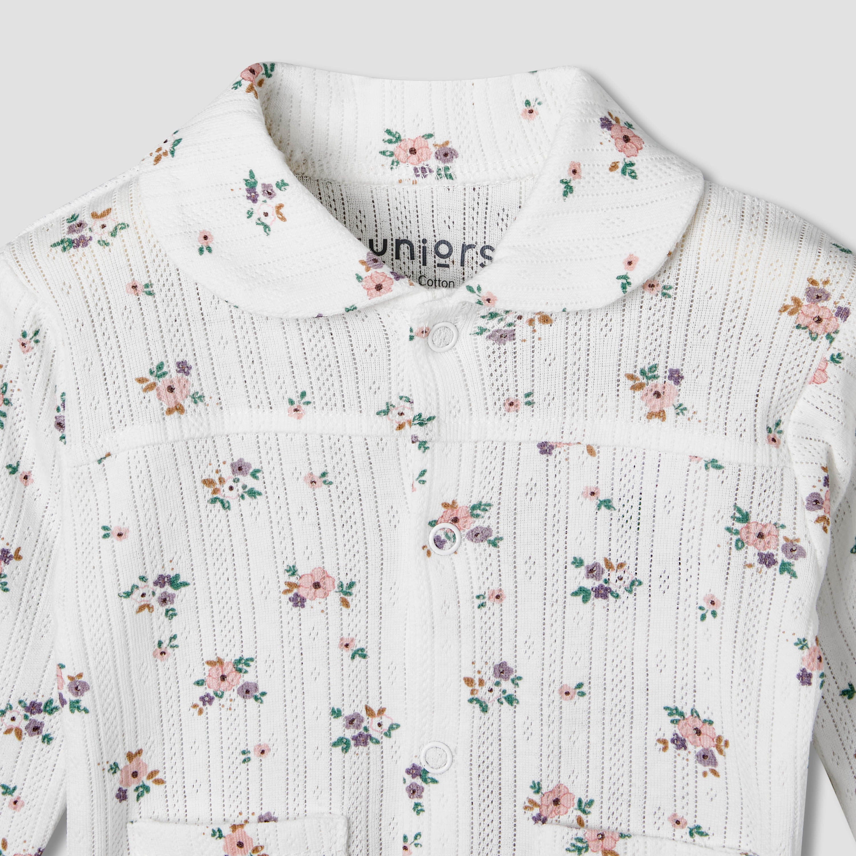 Juniors Cotton Long Sleeves Pyjama Set with Floral Print