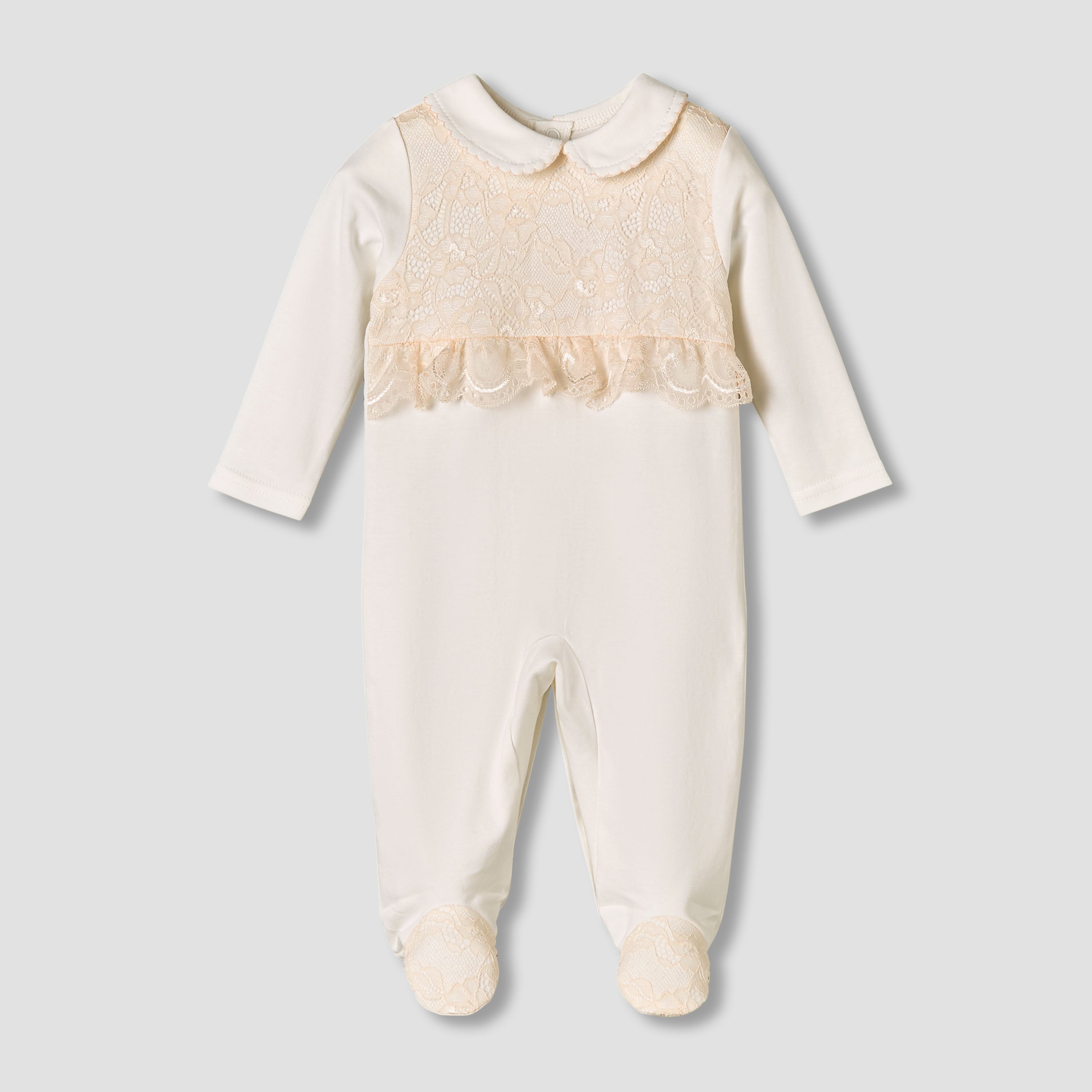 Giggles Cotton Collared Long Sleeves Sleepsuit with Snap Button Closure