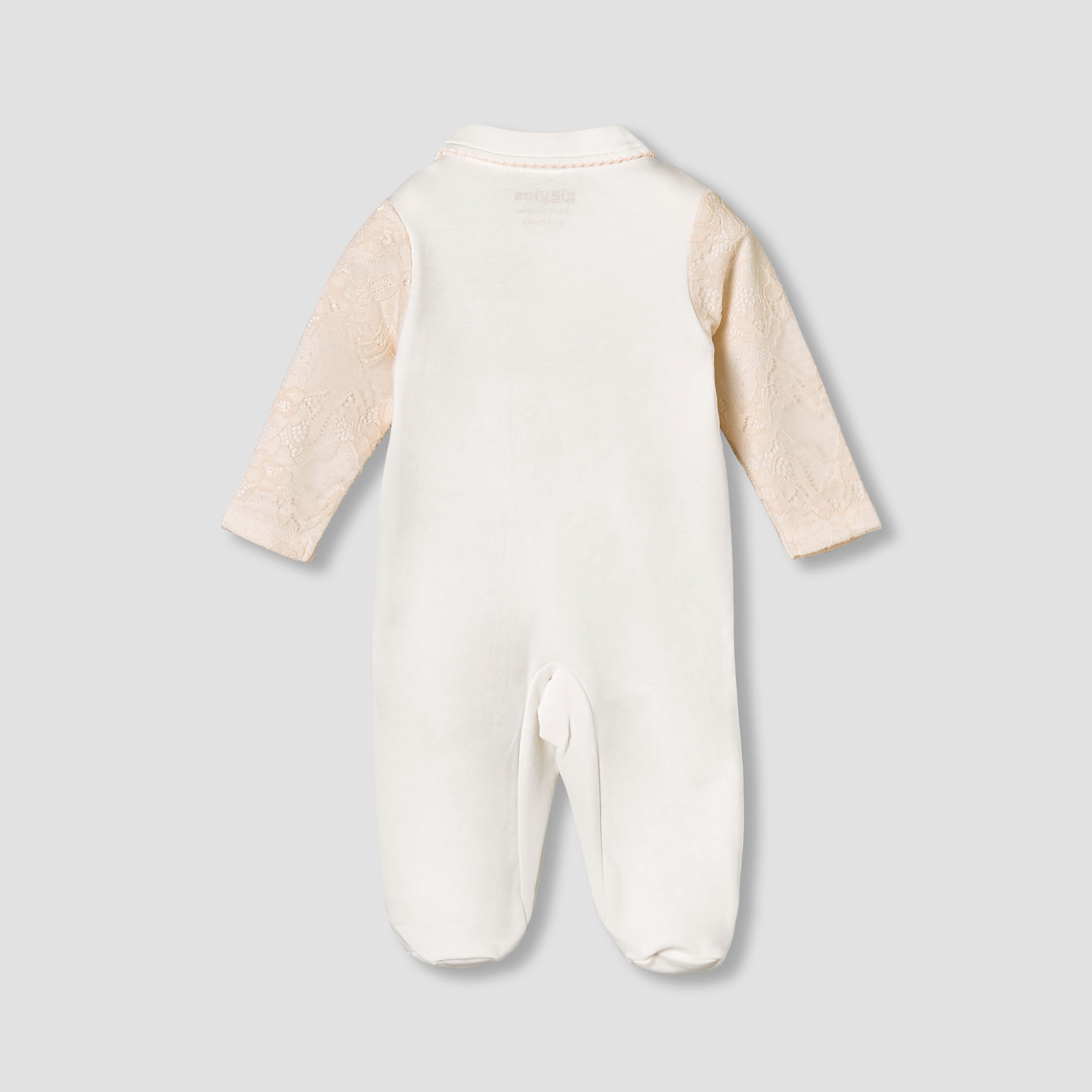 Giggles Cotton Collared Long Sleeves Sleepsuit with Snap Button Closure