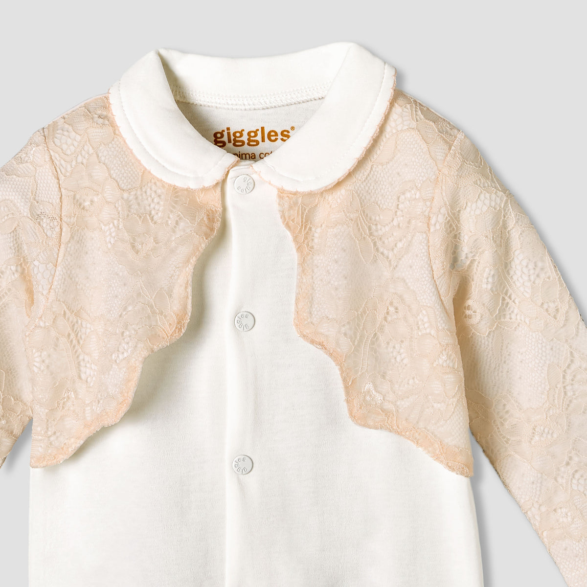 Giggles Cotton Collared Long Sleeves Sleepsuit with Snap Button Closure