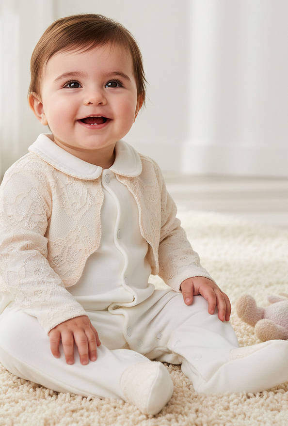 Giggles Cotton Collared Long Sleeves Sleepsuit with Snap Button Closure