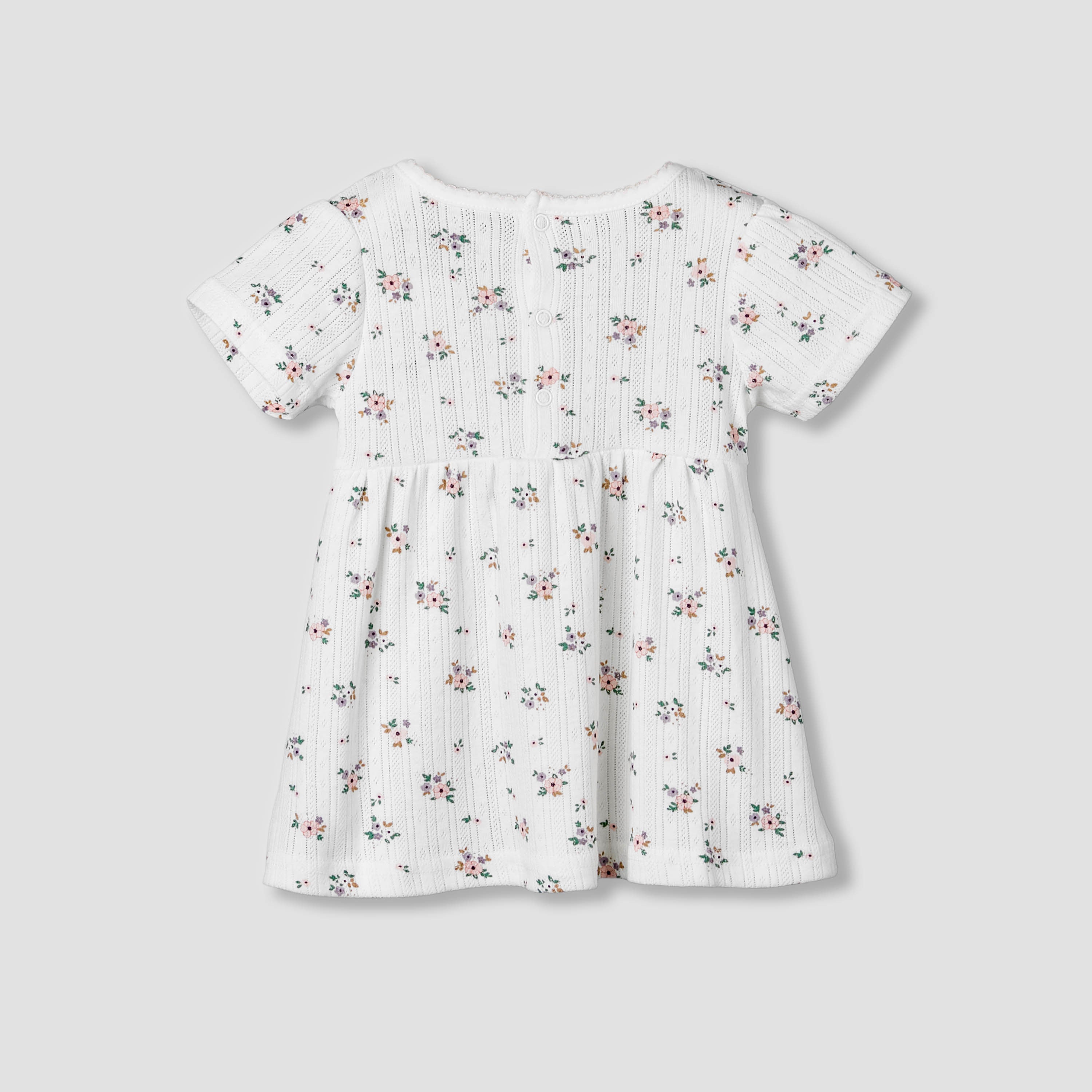 Juniors Round Neck Short Sleeves A-line Dress with Floral Print