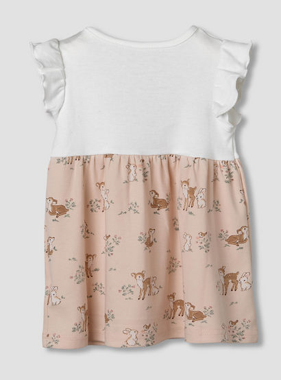 Juniors Round Neck Short Ruffle Sleeves A-line Dress with Print-baby-girls-clothing-dressesandjumpsuits-image-3