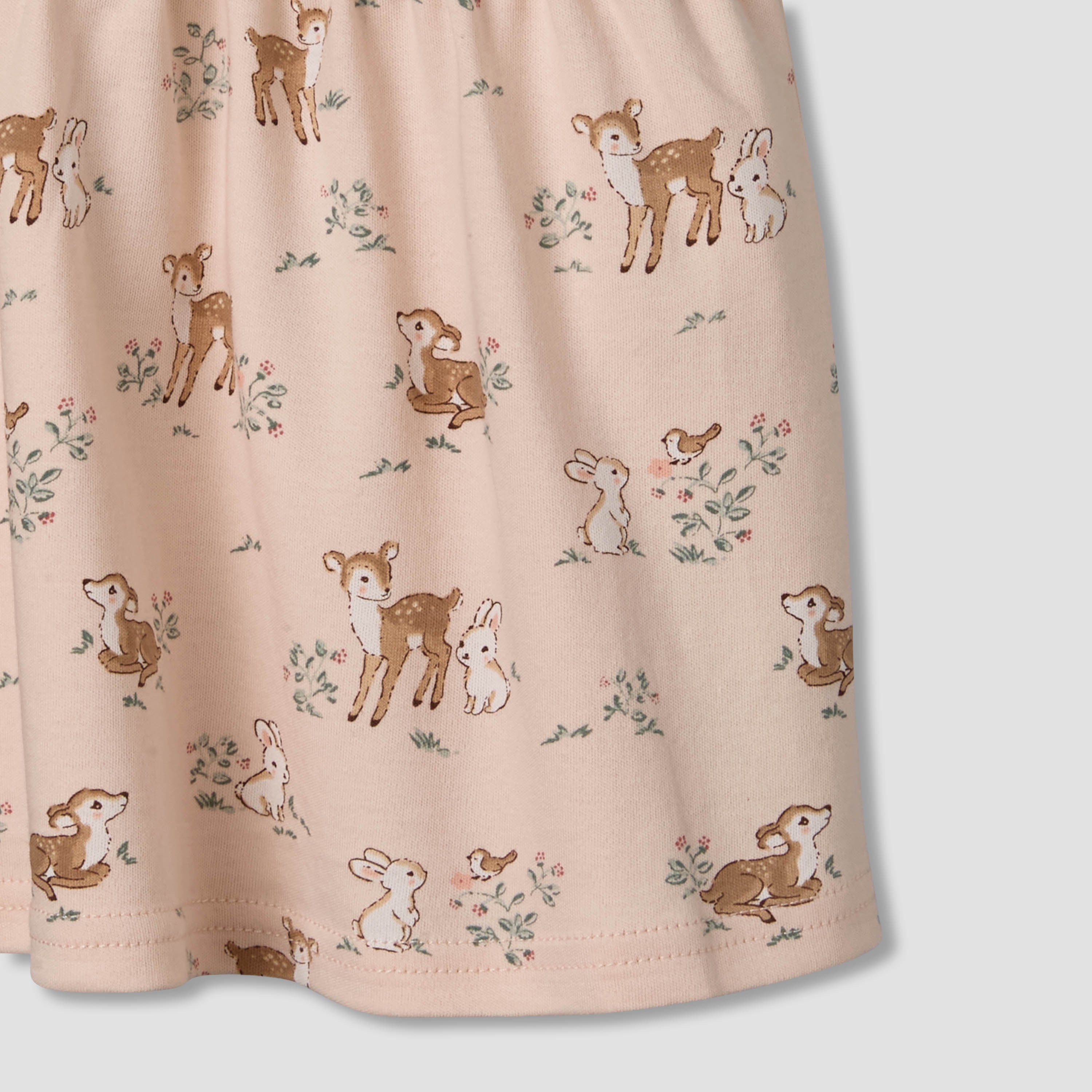 Juniors Round Neck Short Ruffle Sleeves A-line Dress with Print