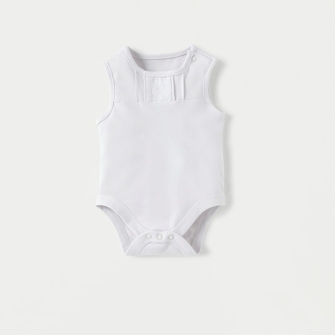 Giggles Textured Sleeveless Bodysuit with Button Closure - White / 12-18 mths