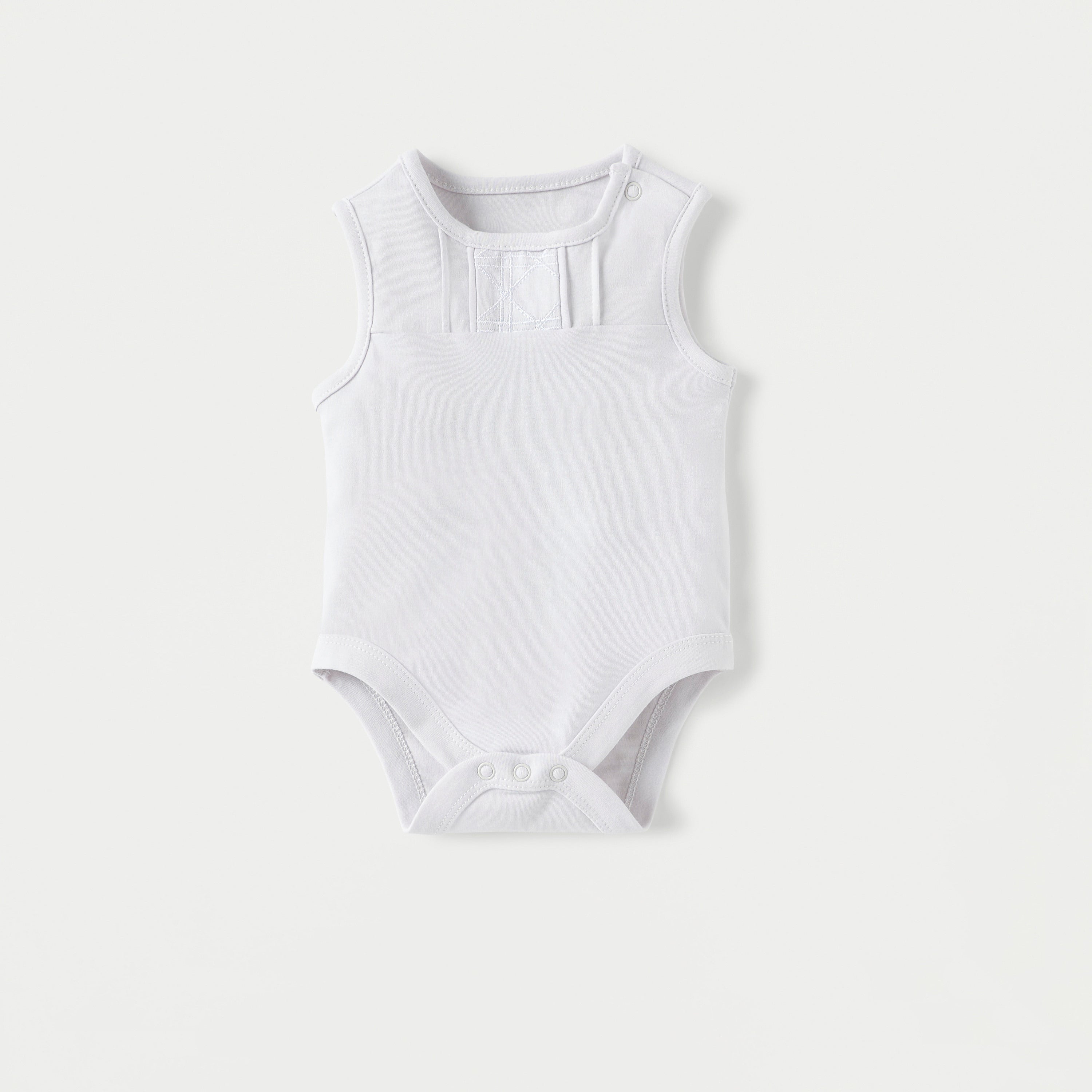 Giggles Textured Sleeveless Bodysuit with Button Closure - White / 12-18 mths