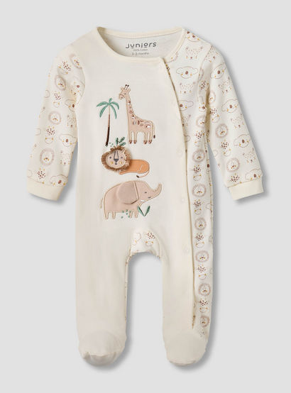 Juniors Cotton Round Neck Long Sleeves Sleepsuit with Snap Button Closure-baby-boys-clothing-nightwear-sleepsuits-image-1