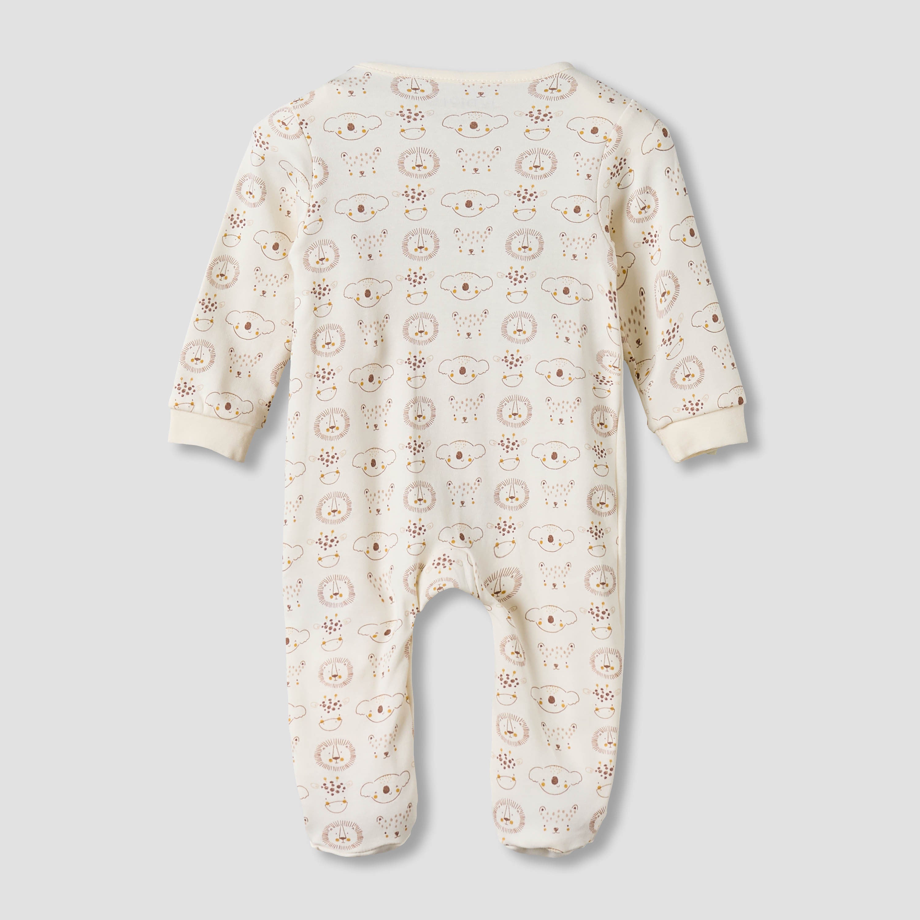 Juniors Cotton Round Neck Long Sleeves Sleepsuit with Snap Button Closure