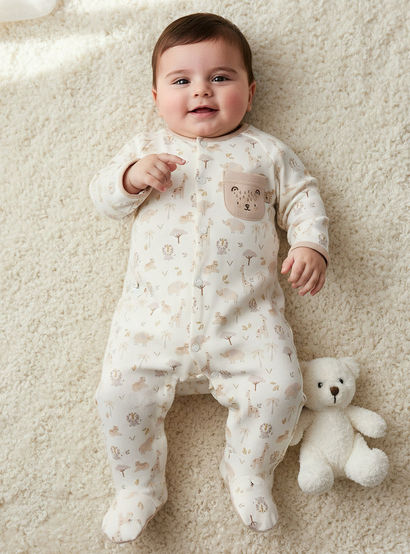 Juniors Cotton Round Neck Long Sleeves Sleepsuit with Safari Print-baby-boys-clothing-nightwear-sleepsuits-image-1