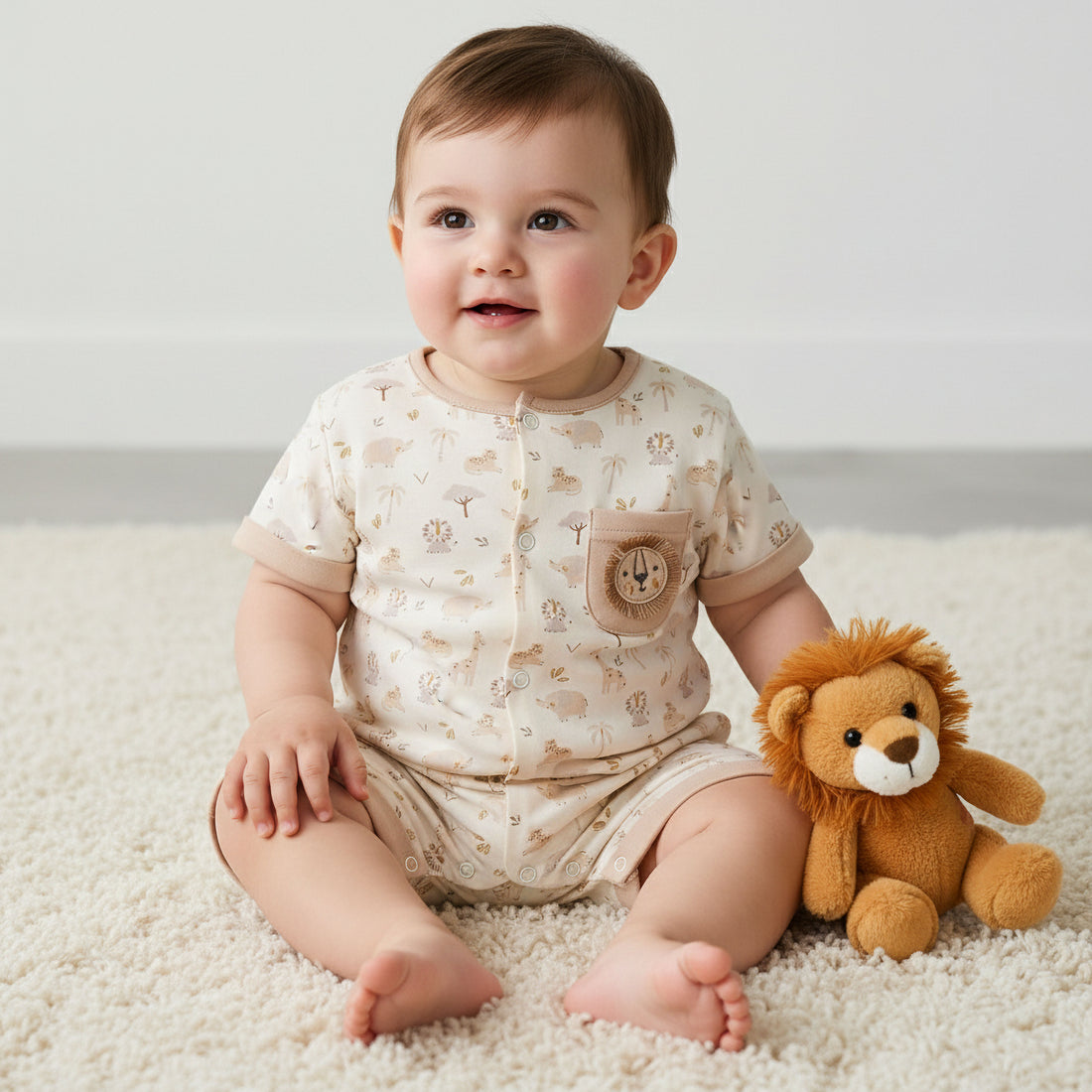 Juniors Round Neck Short Sleeve Romper with Pocket