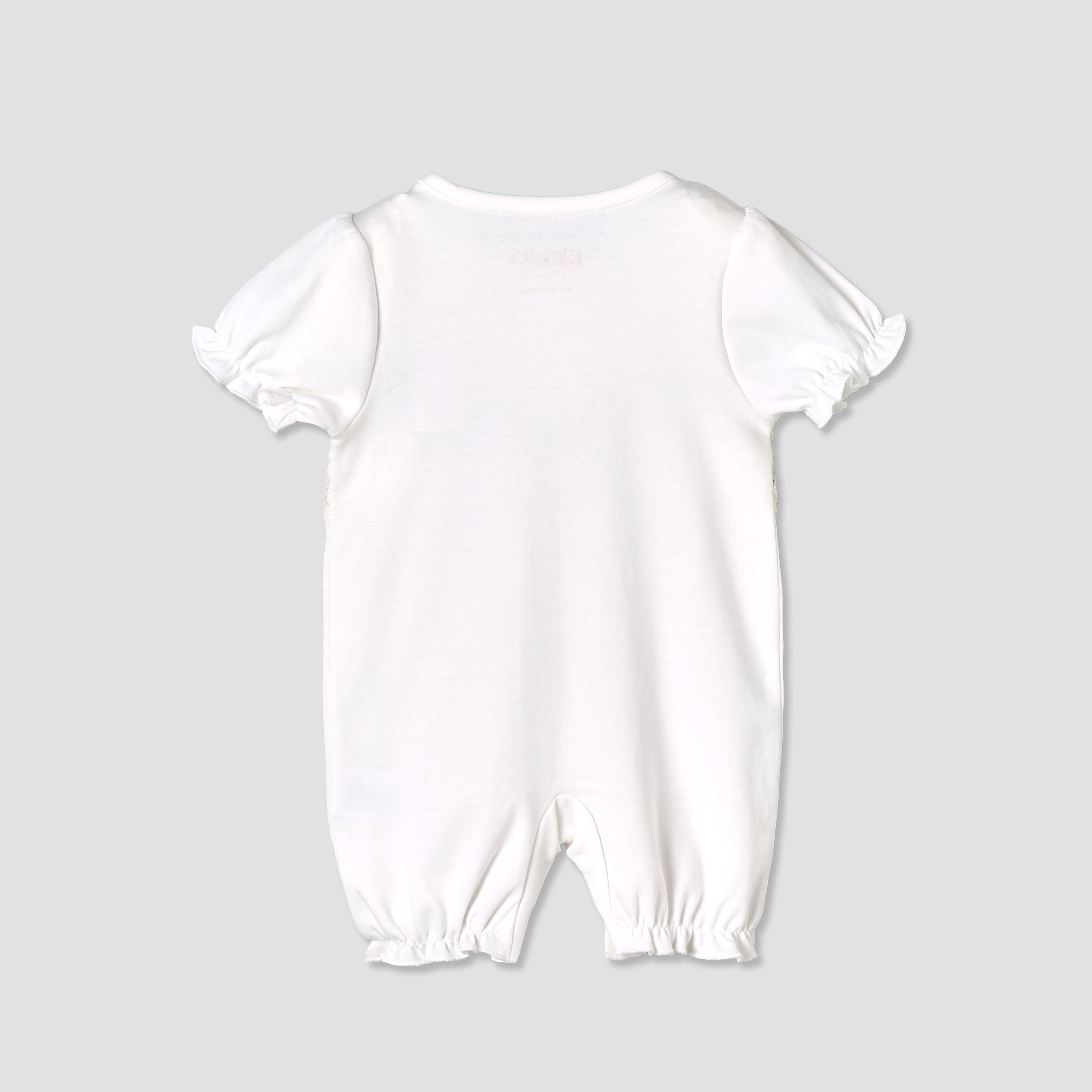 Giggles Round Neck Short Sleeves Romper with Lace Detail
