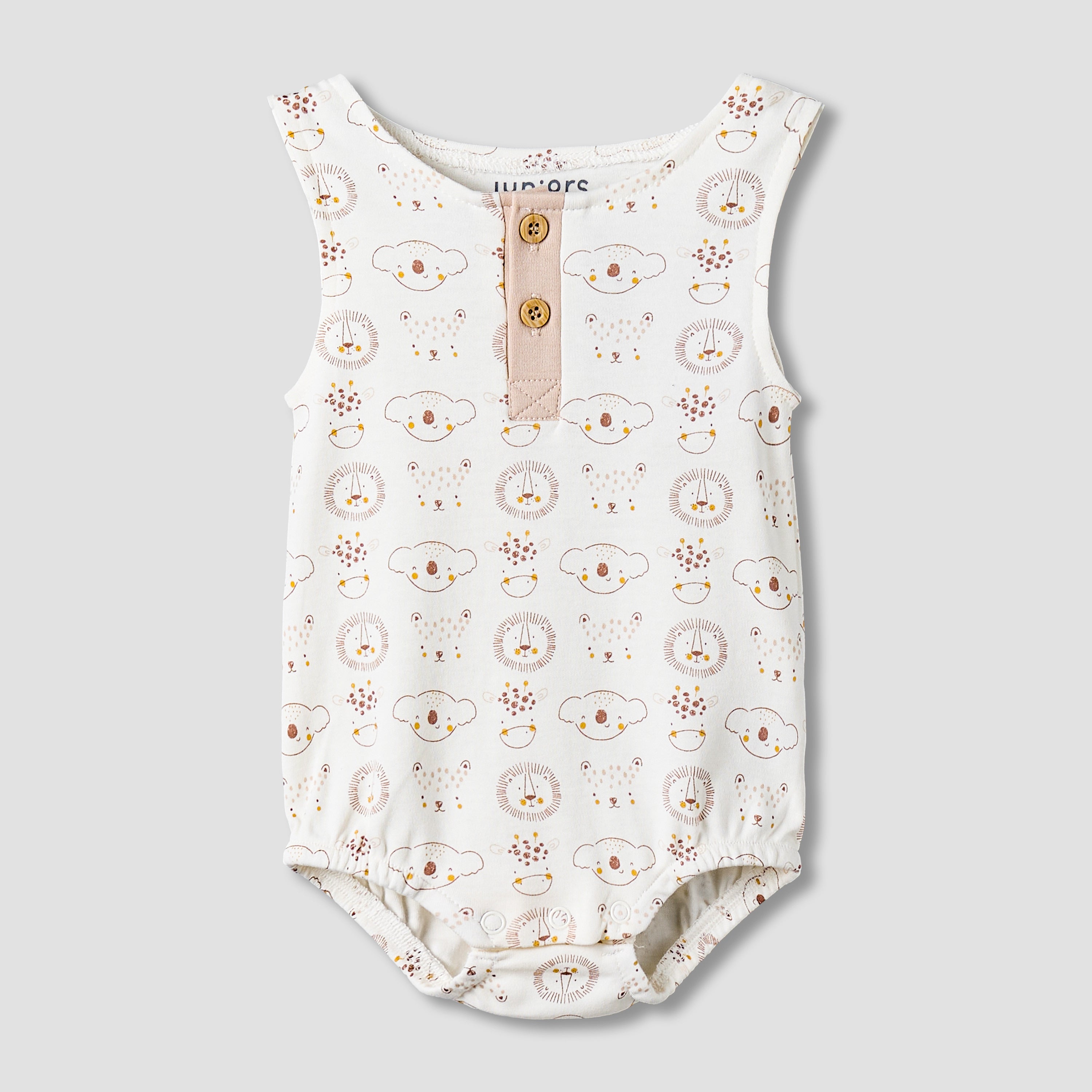 Juniors Round Neck Sleeveless Bodysuit with Snap Button Closure - White / 12-18 mths