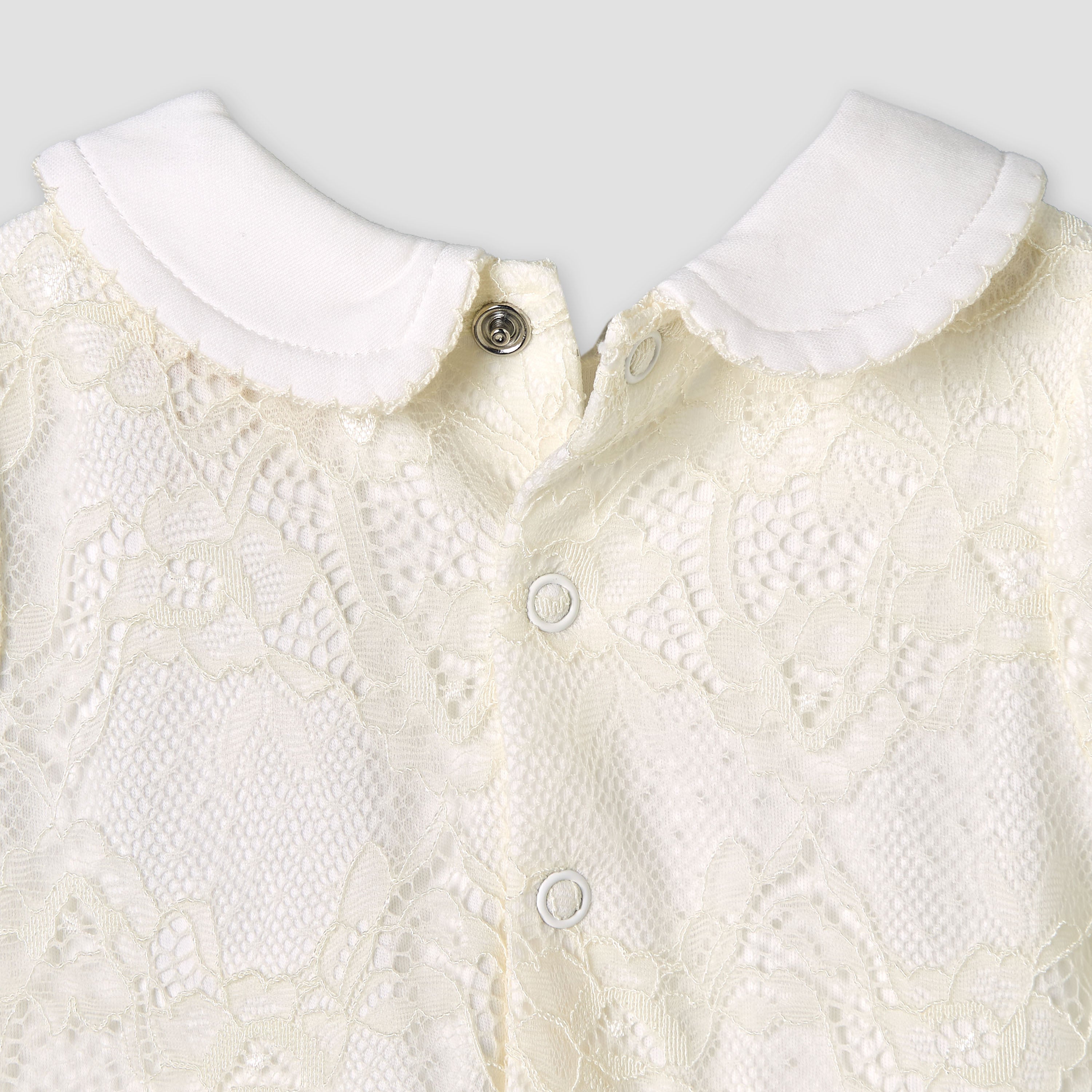 Giggles Peter Pan Collar Short Sleeves A-line Dress with Lace Detail