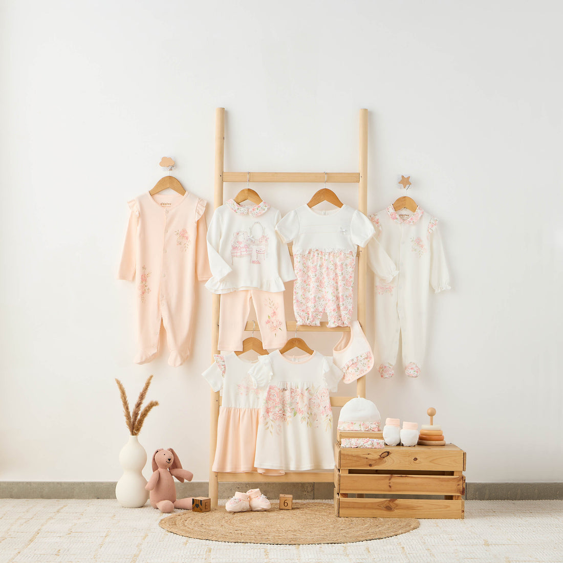 Giggles Floral Print Sleepsuit with Ruffle Detail