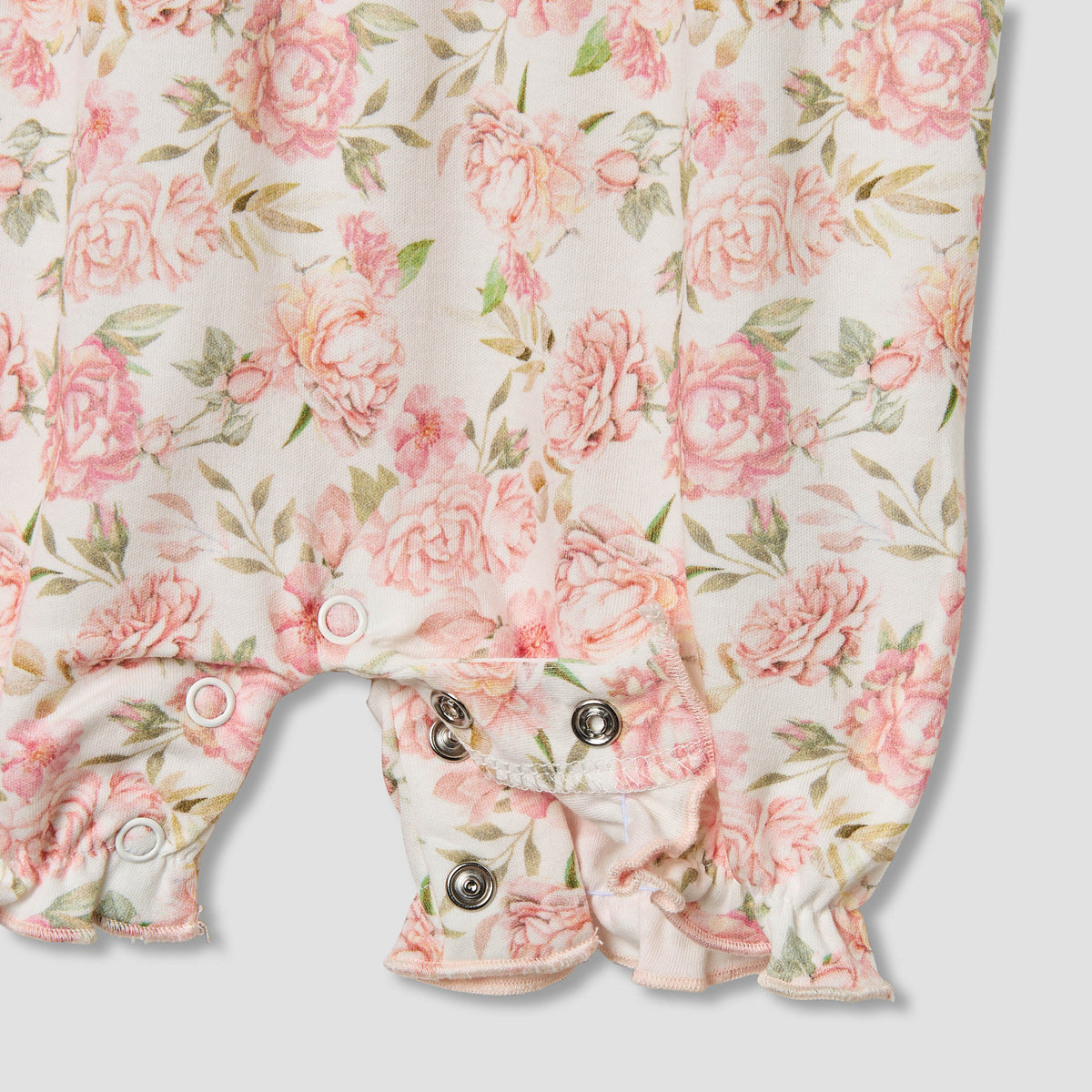 Giggles Floral Print Romper with Short Sleeves