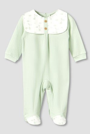 Giggles Cotton Round Neck Long Sleeves Sleepsuit with Printed Collar