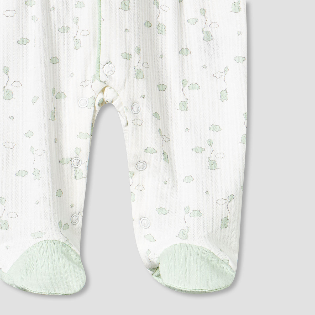 Giggles Cotton Peter Pan Collar Long Sleeves Sleepsuit with Elephant Print