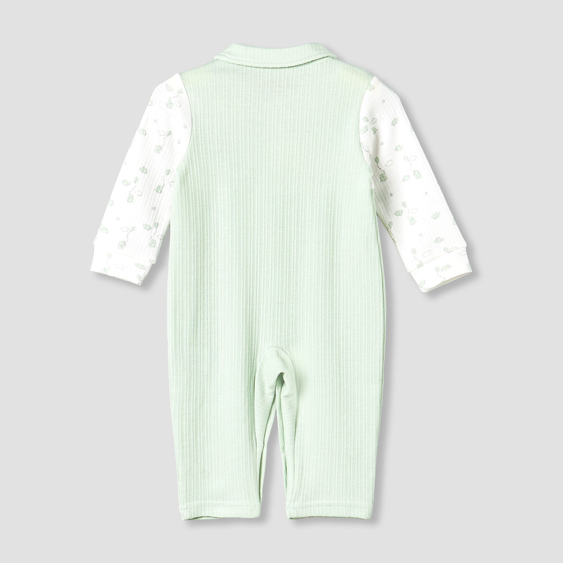 Giggles Cotton Collared Long Sleeves Sleepsuit with Snap Button Closure