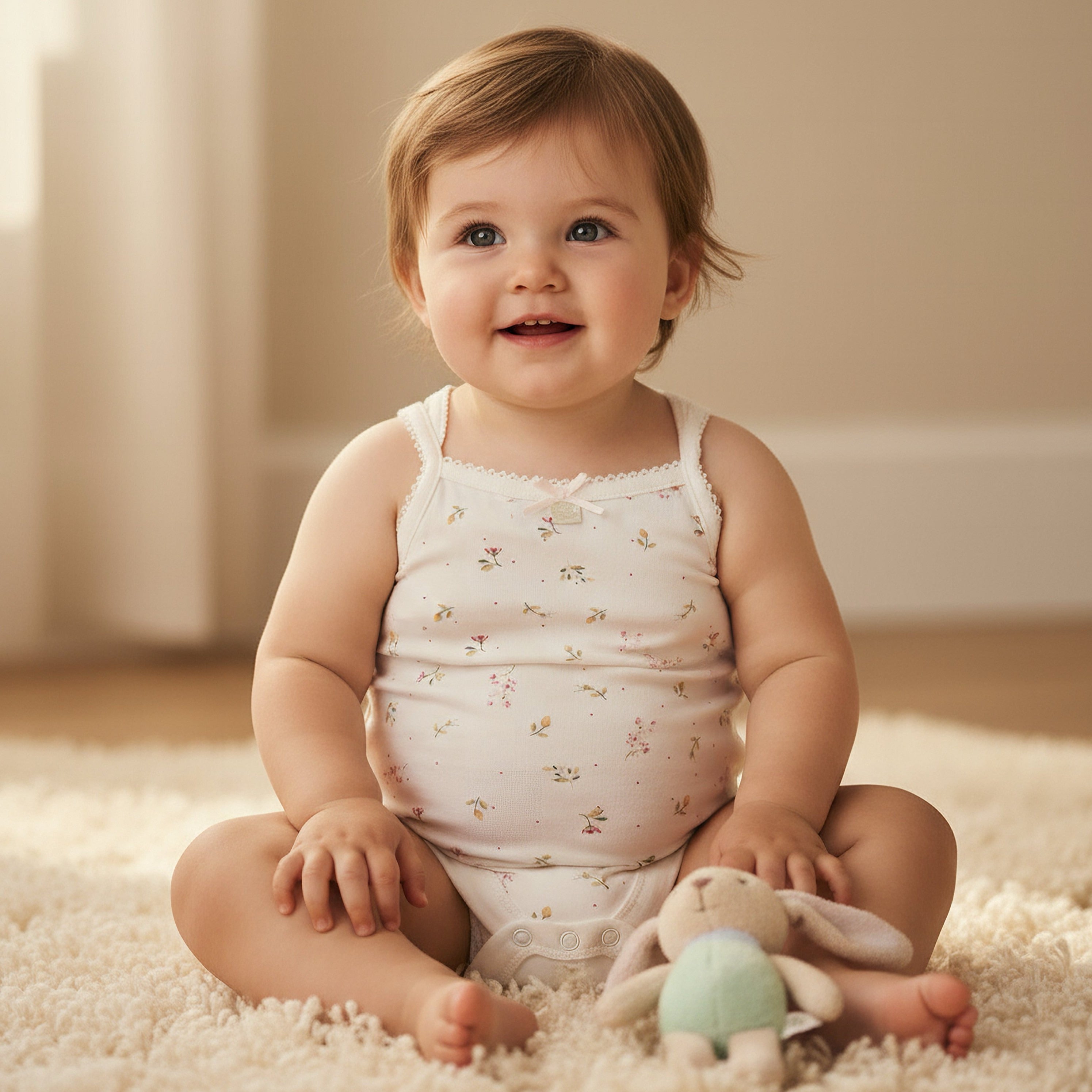 Juniors Cotton Square Neck Strappy Bodysuit with Floral Print