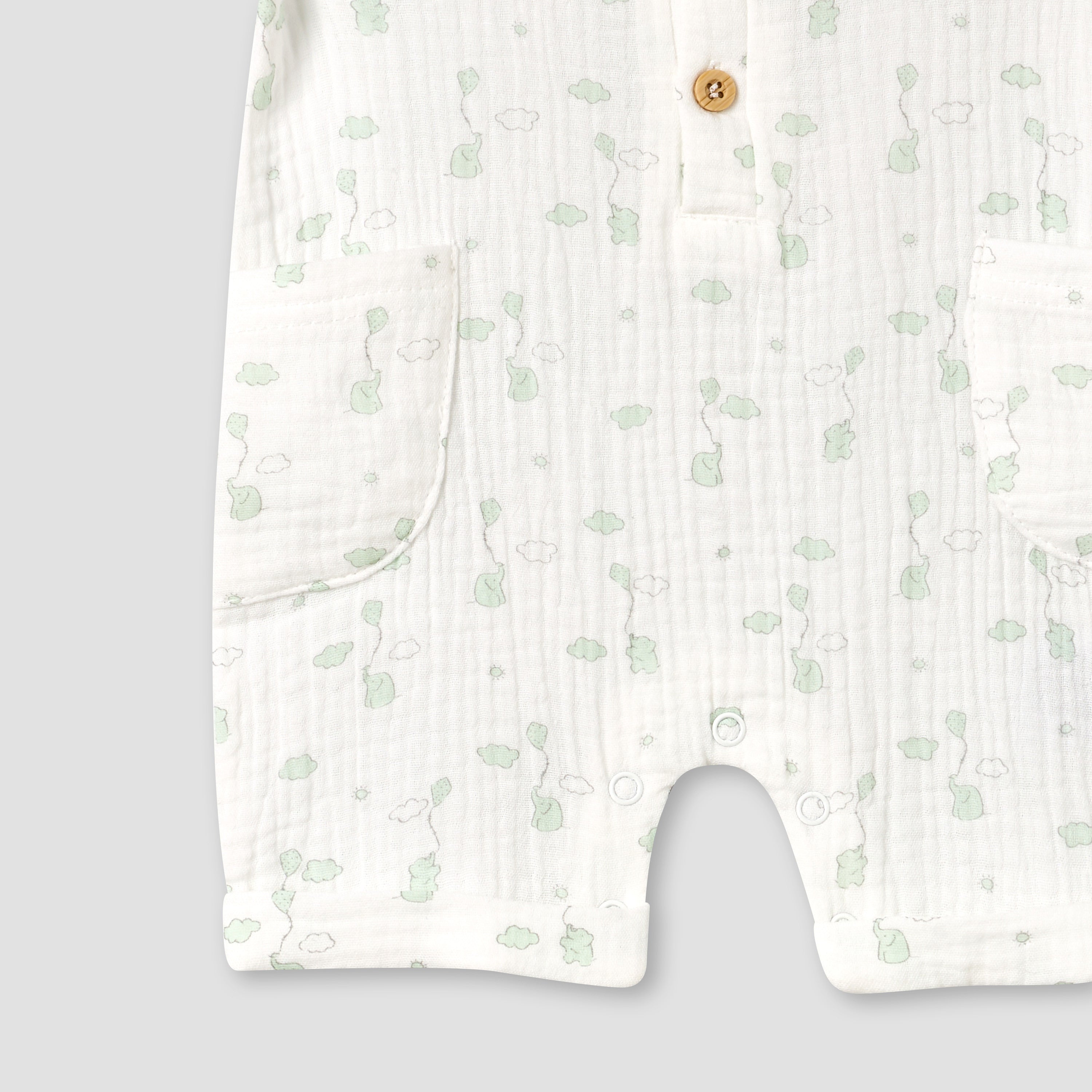 Giggles Crew Neck Short Sleeves Romper with Print