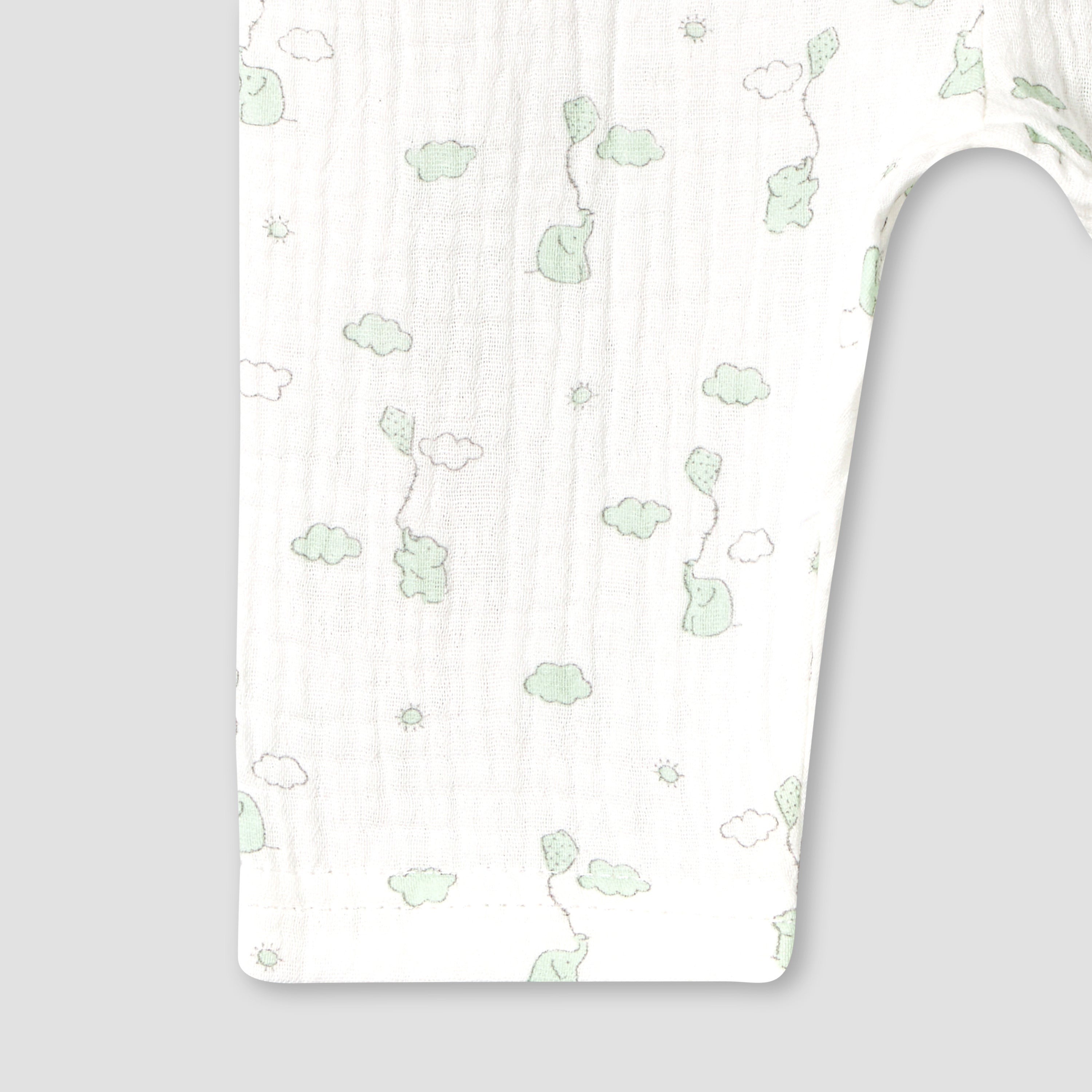 Giggles Cotton Collared Long Sleeves Pyjama Set with Elephant Print