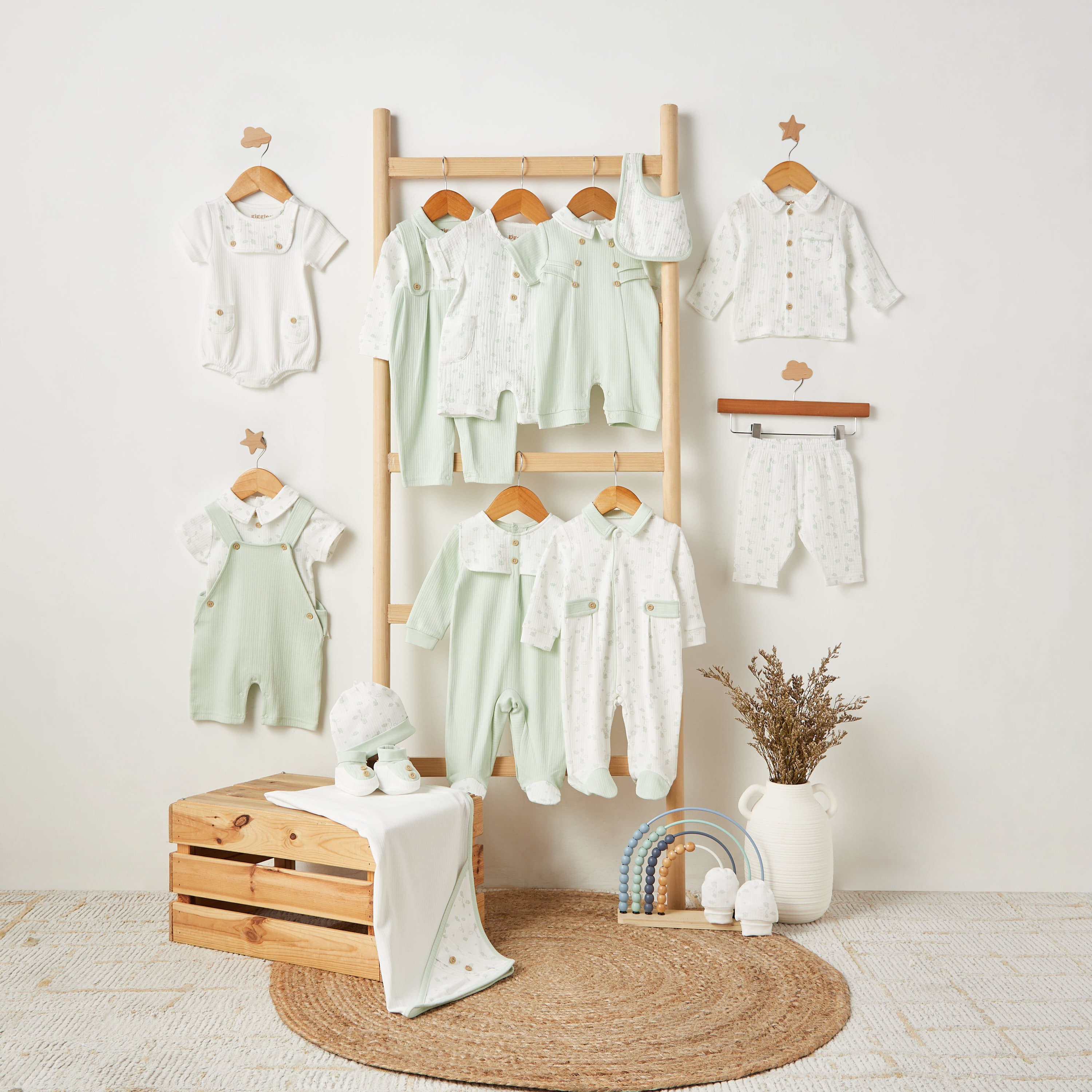 Giggles Round Neck Short Sleeve Bodysuit with Snap Button Closure