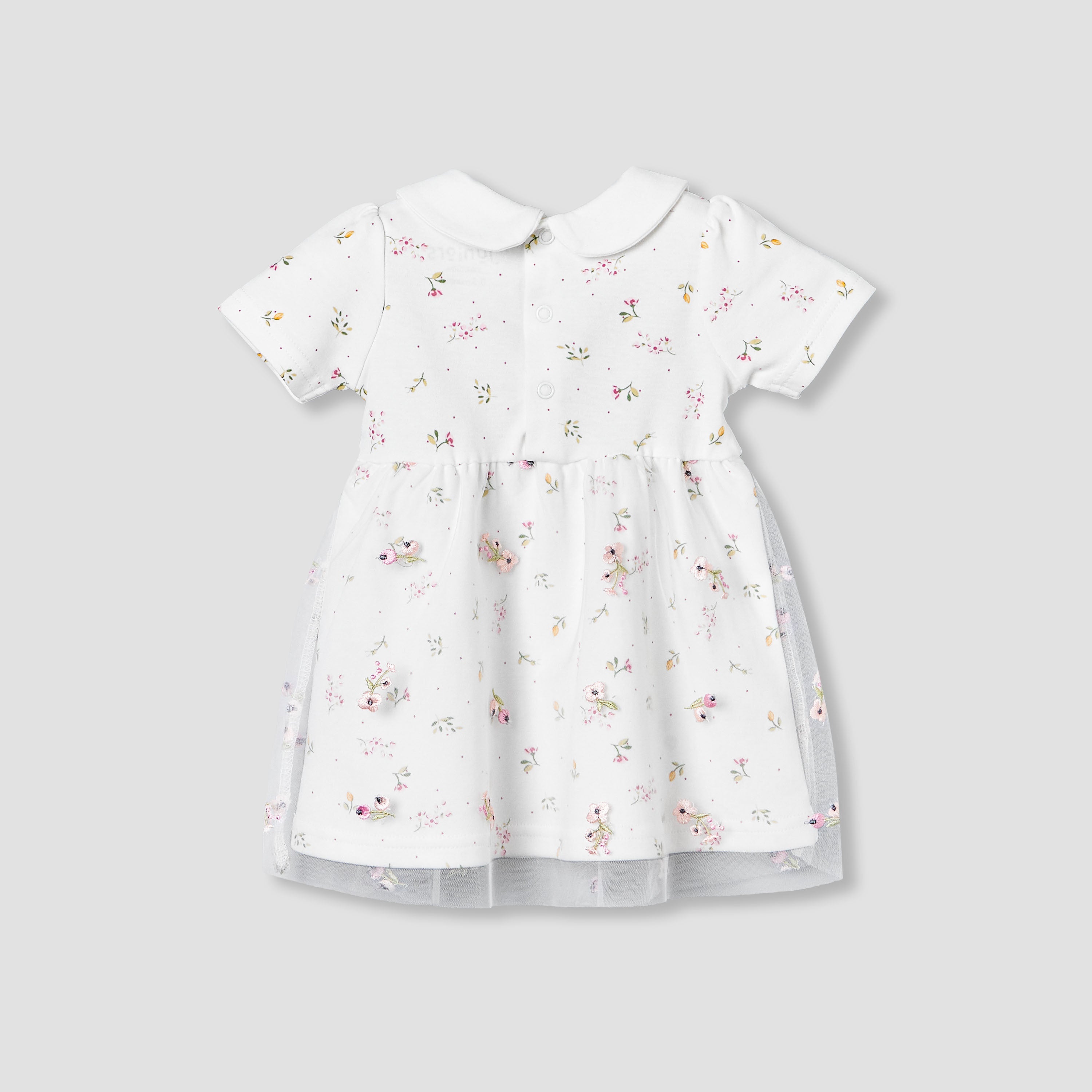 Juniors Collared Short Sleeves Dress with Floral Print