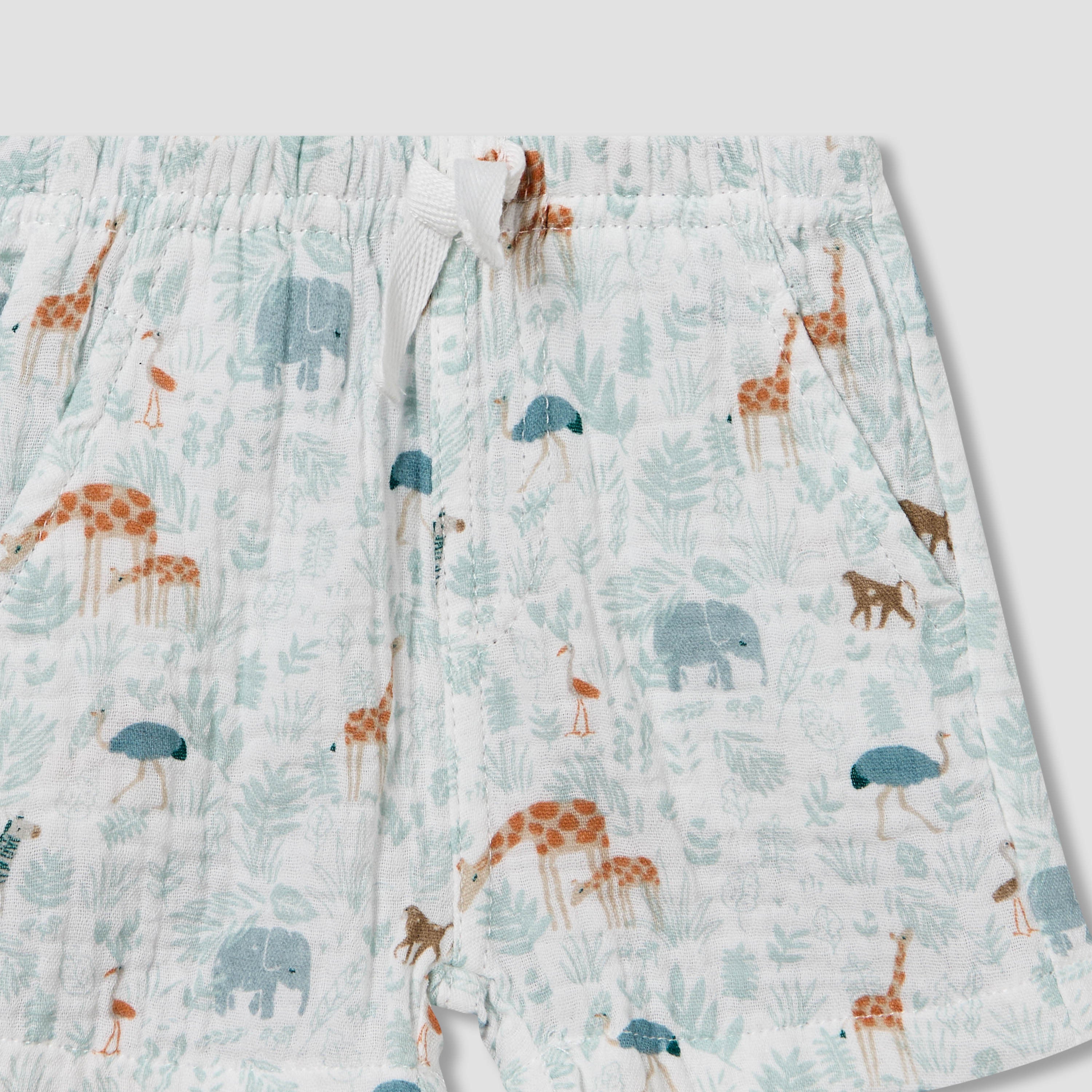 Juniors Cotton Collared Short Sleeve Pyjama Set with Safari Print