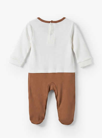 Juniors Cotton Round Neck Long Sleeves Sleepsuit with Teddy Bear Print-baby-boys-clothing-nightwear-sleepsuits-image-3