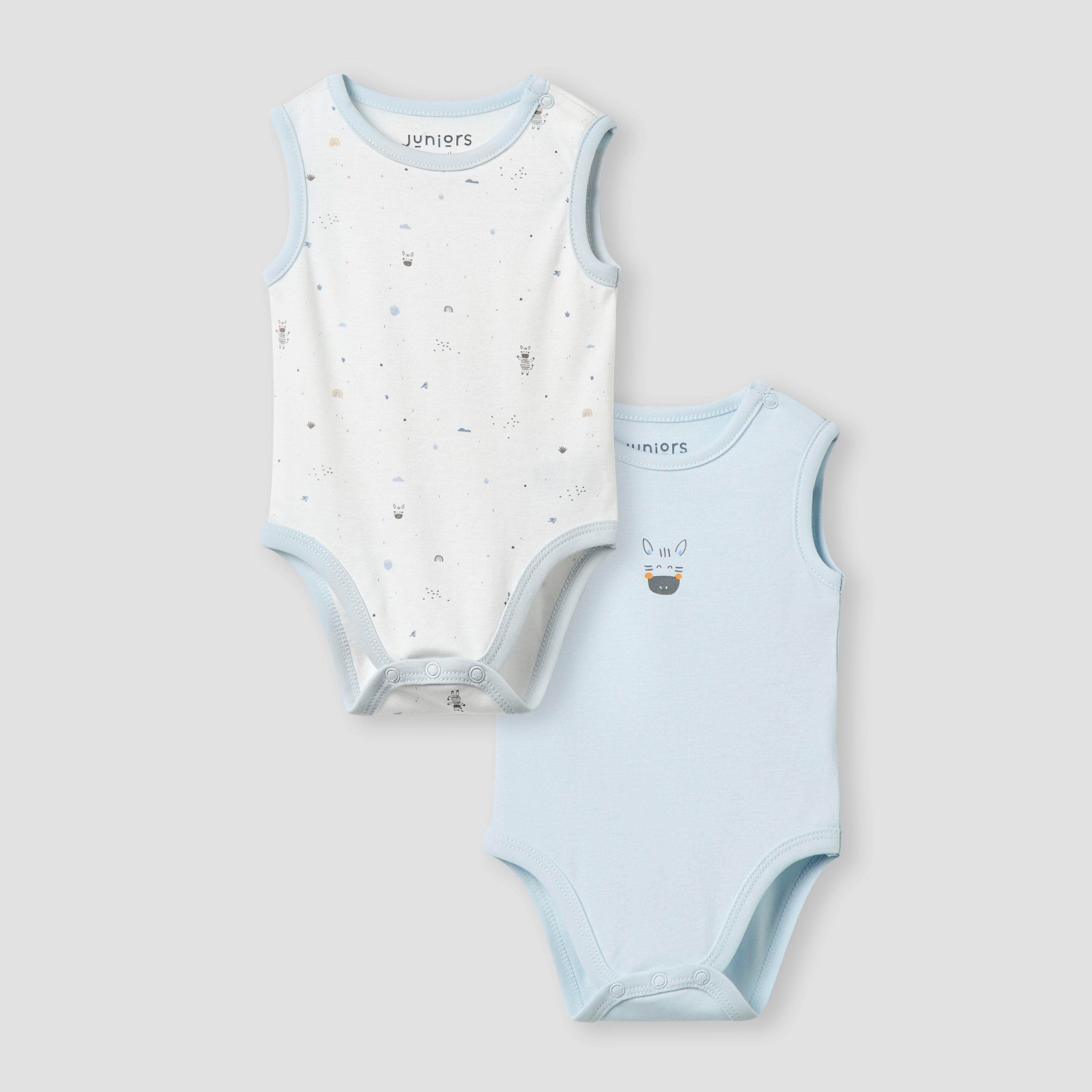 Juniors Printed Sleeveless Bodysuit - Set of 2 - Multicolour / 0-3 mths