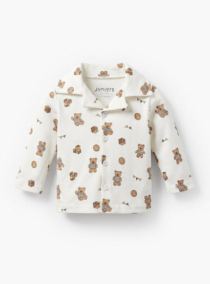 Juniors Cotton Collared Long Sleeves Pyjama Set with Teddy Bear Print-baby-boys-clothing-nightwear-pyjamasets-image-3