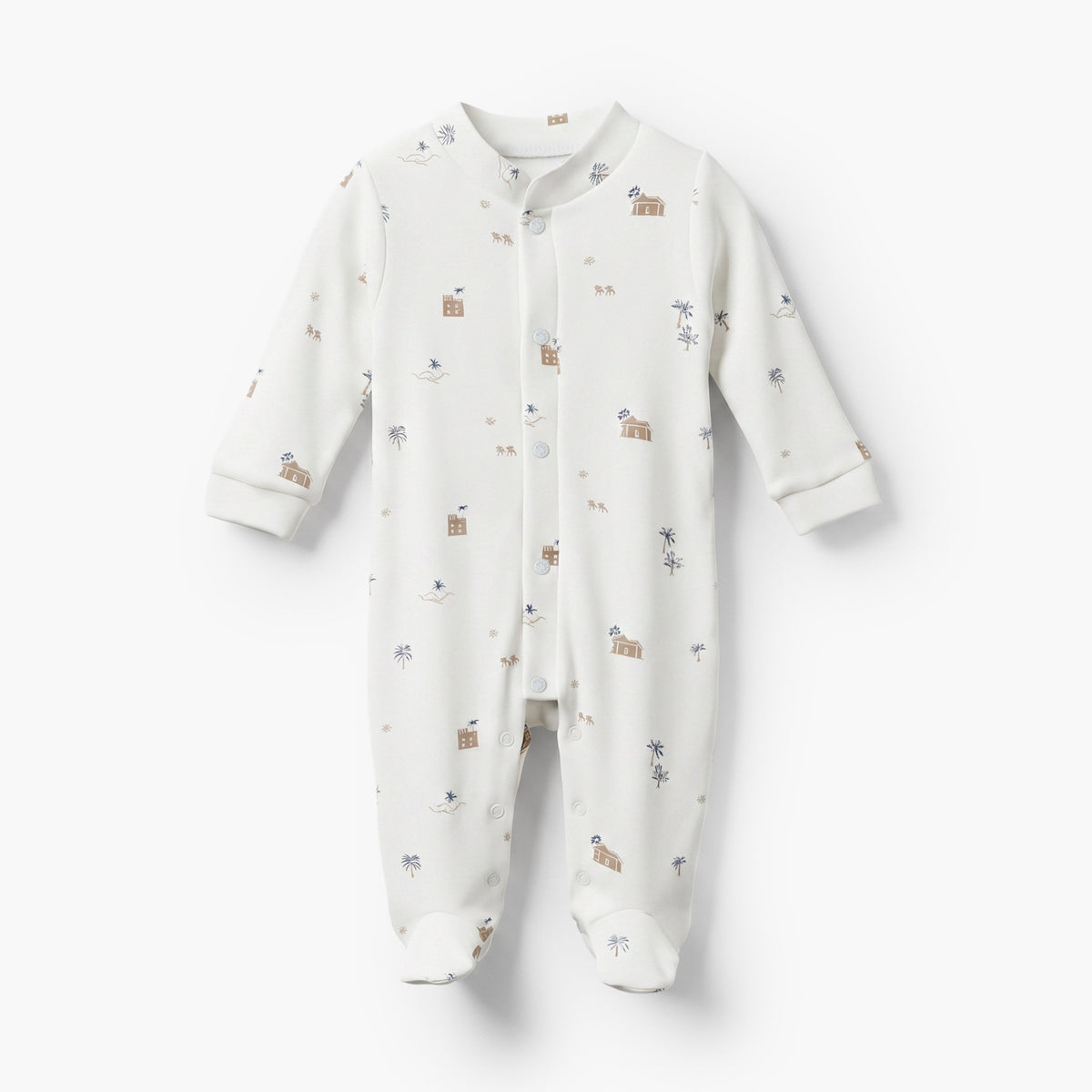 Giggles Mandarin Collar Long Sleeves Sleepsuit with Fun Print