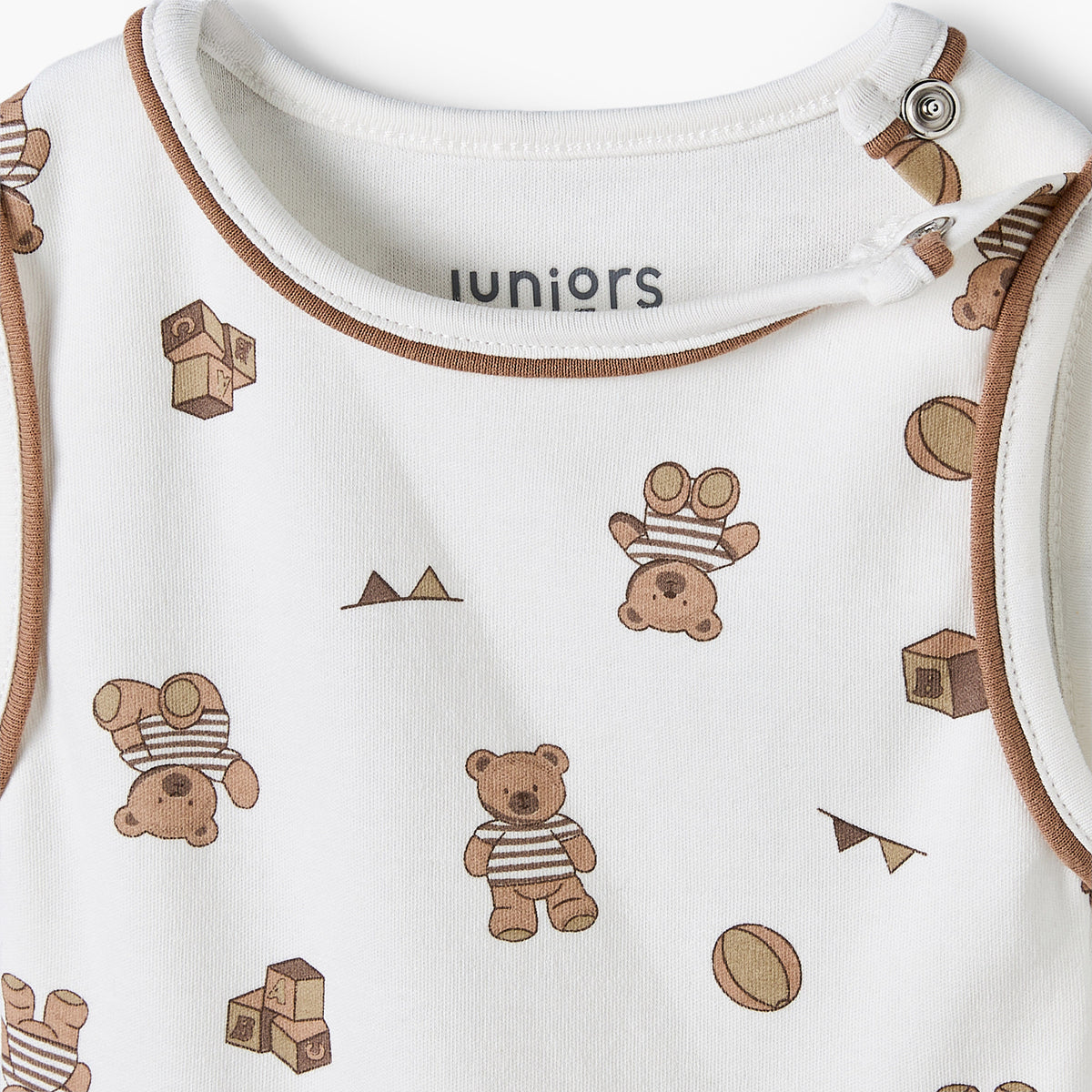 Juniors Crew Neck Sleeveless Bodysuit with Teddy Bear Print