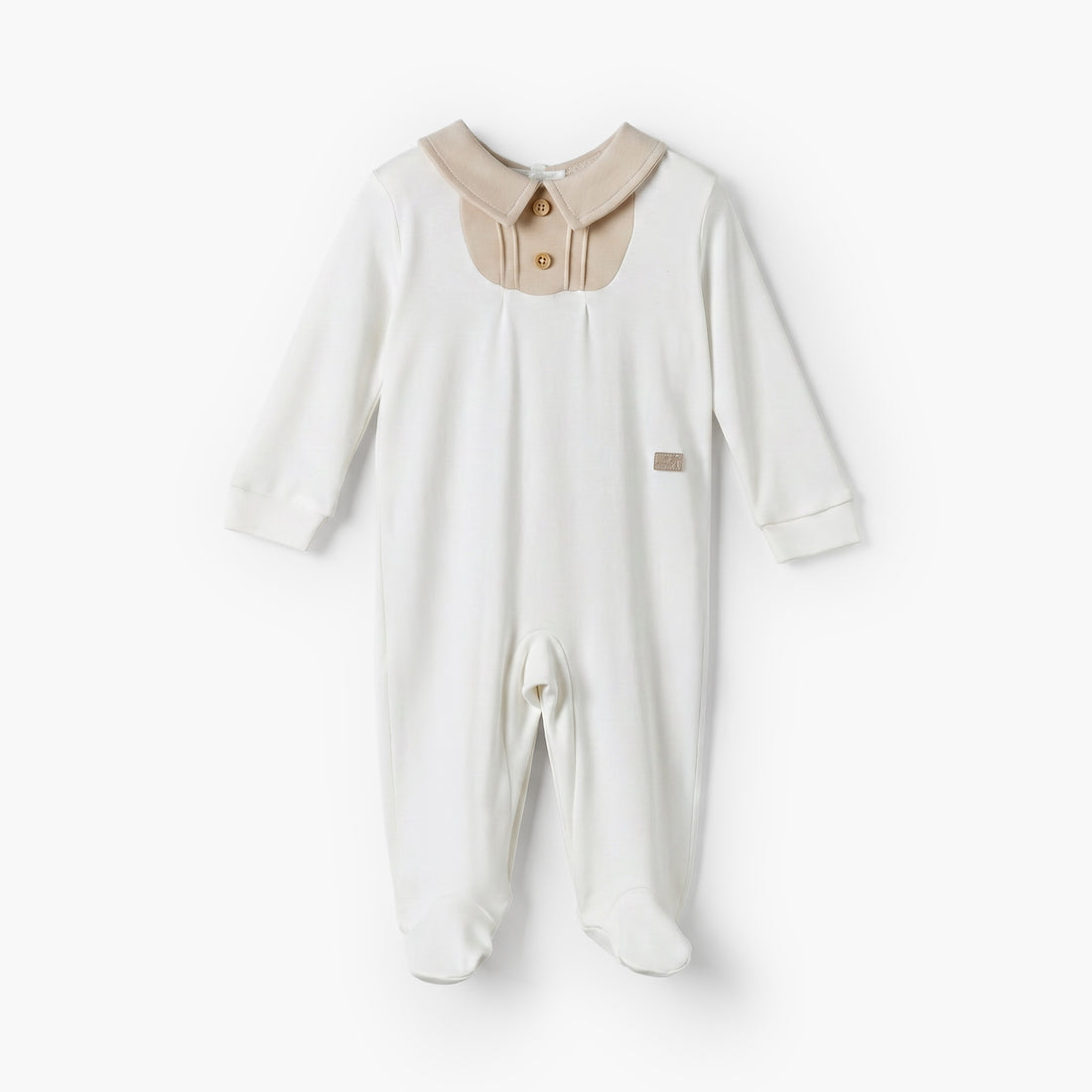 Giggles Collared Long Sleeves Sleepsuit with Pintuck Detail