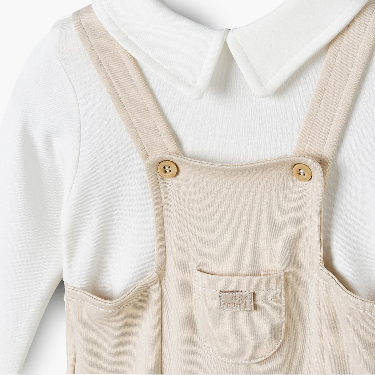 Giggles Collared Long Sleeves Sleepsuit with Colourblock Design