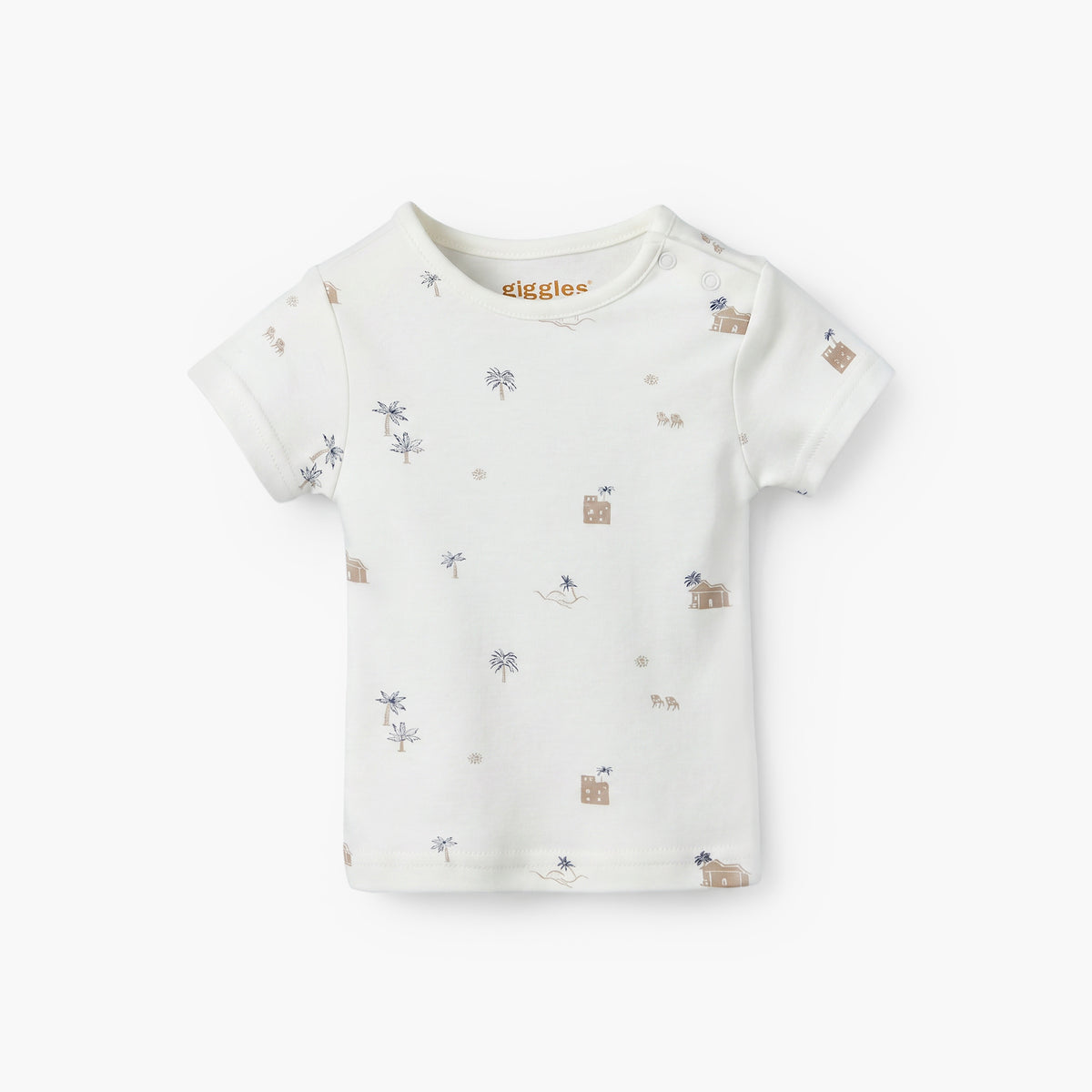Giggles Crew Neck Short Sleeves T-shirt and Dungaree Set with Print