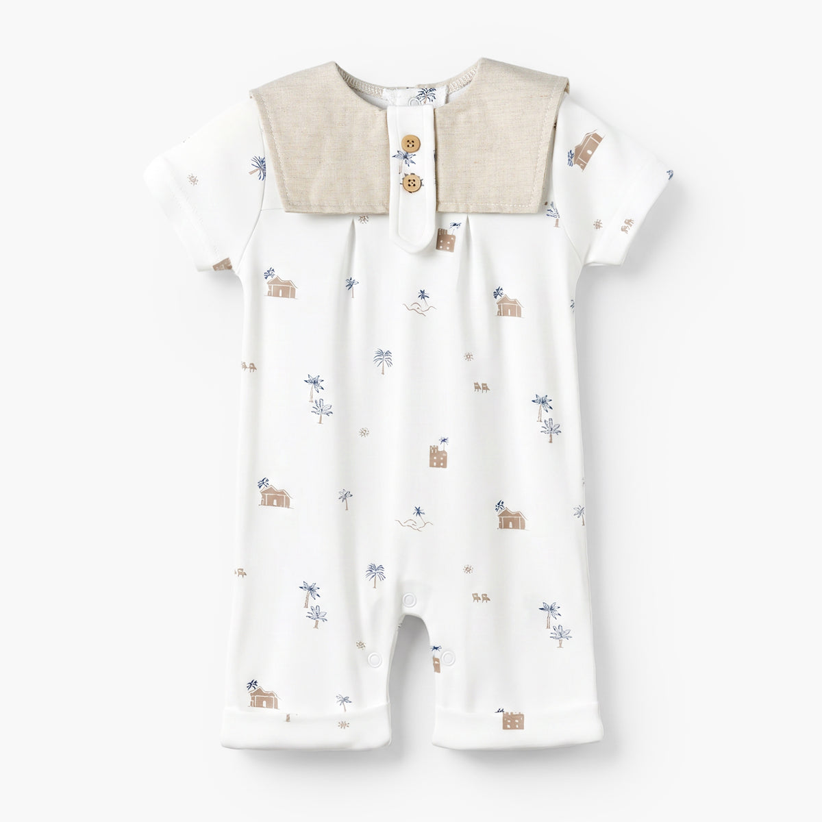 Giggles Sailor Collar Short Sleeves Romper with Fun Print