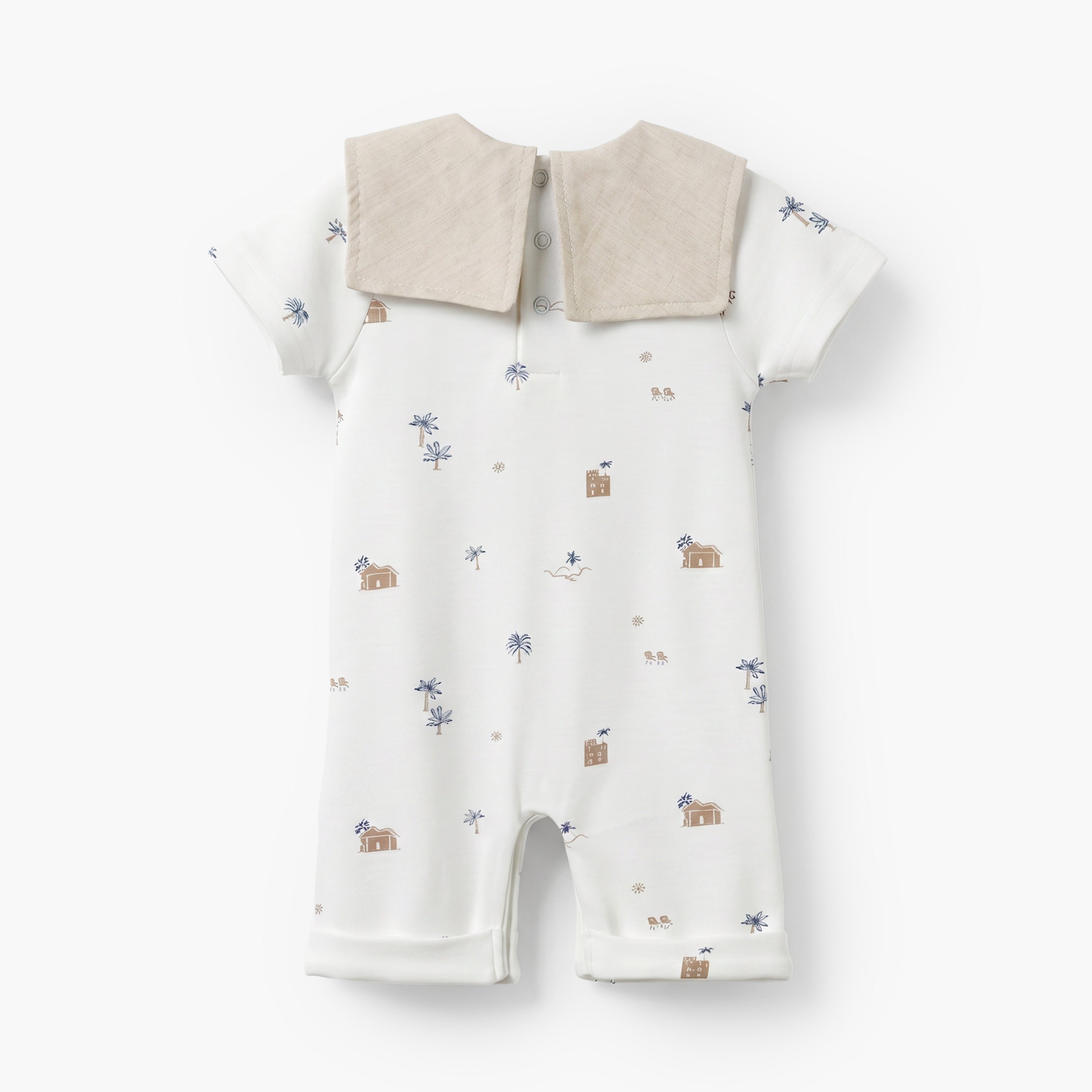 Giggles Sailor Collar Short Sleeves Romper with Fun Print
